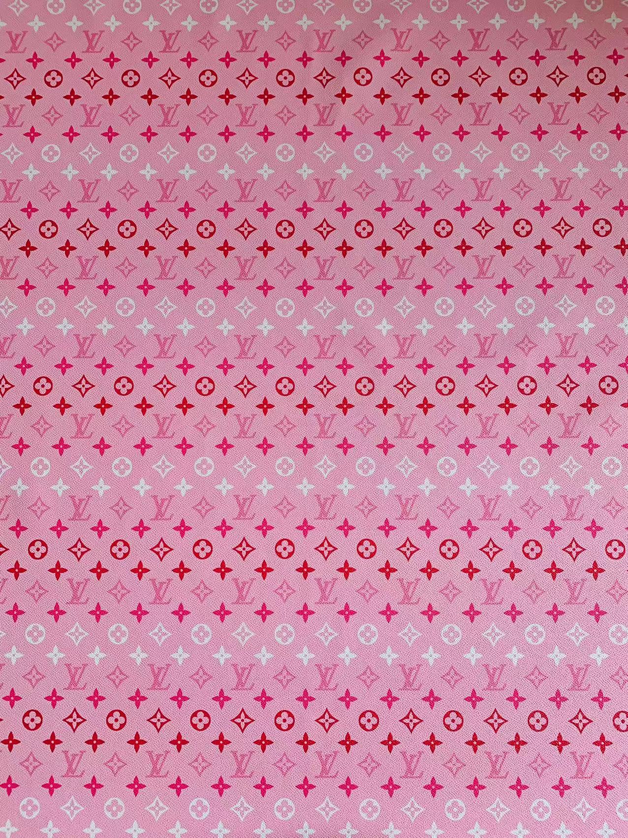 Tianchao Store Pink LV with White Stripe Design Leather Fabric For Handmade Sneakers By Yards