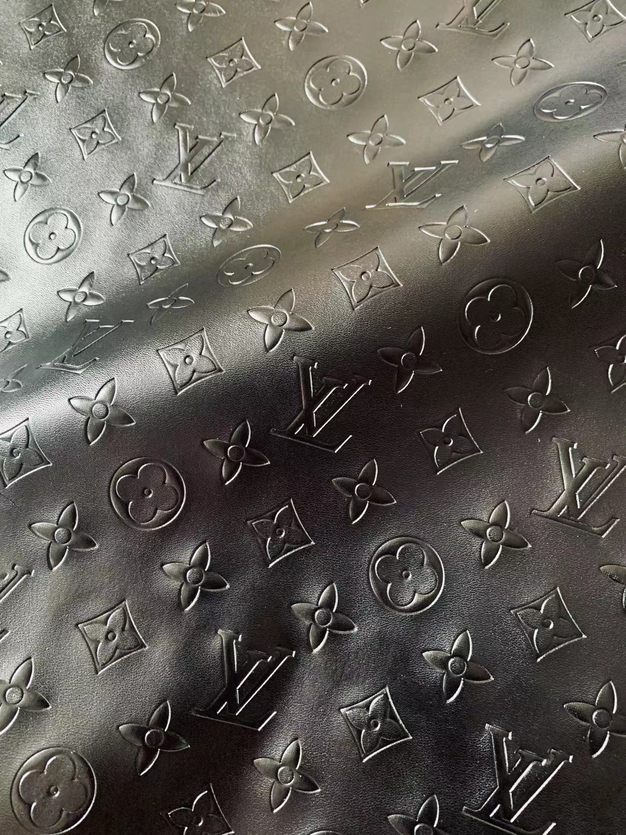 Napa Material Black Embossed LV Leather For Upholstery Furniture Handicraft