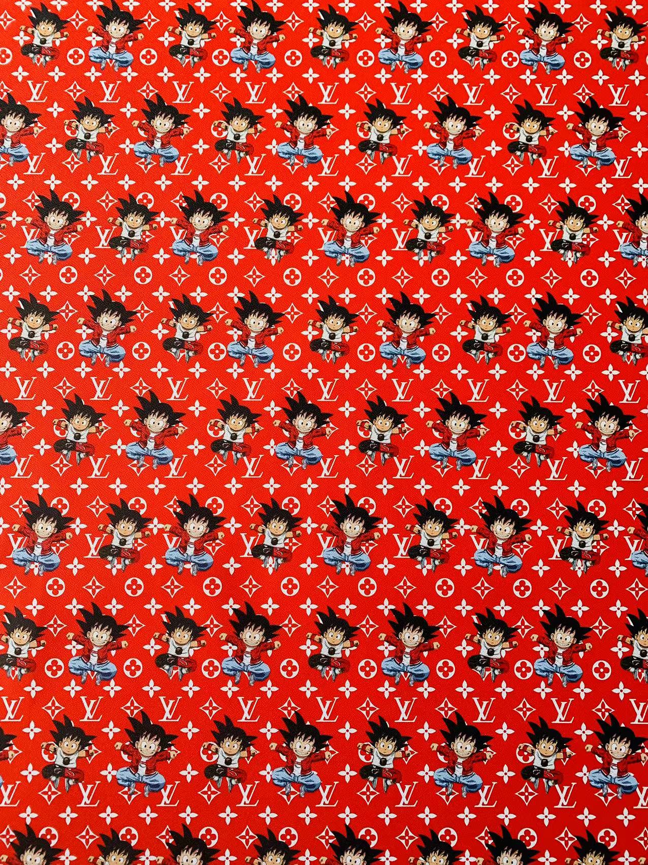 New Cartoon Design Son Goku With LV Leather Fabric For Handicrafts