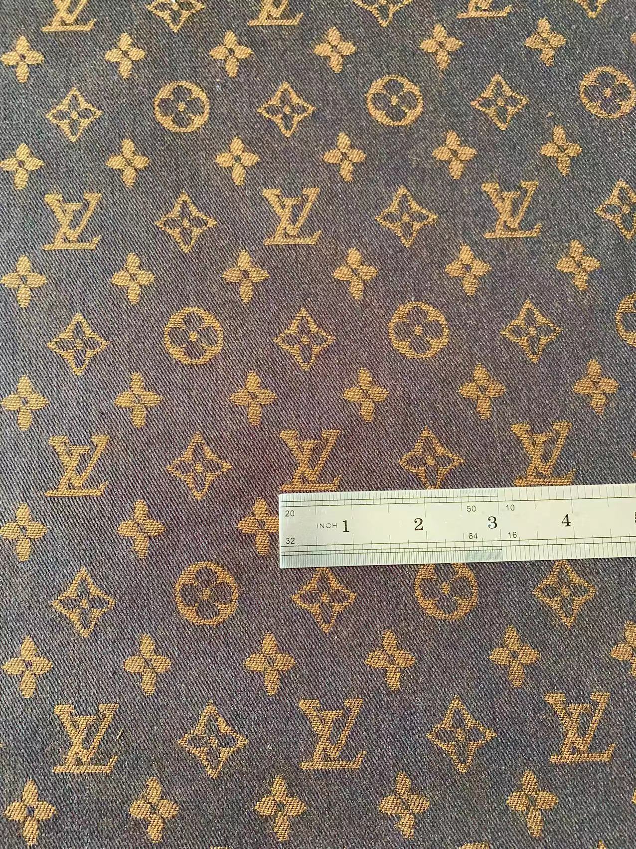 Craft Brown LV Jacquard Denim Cloth Fabric For Handmade Apparel