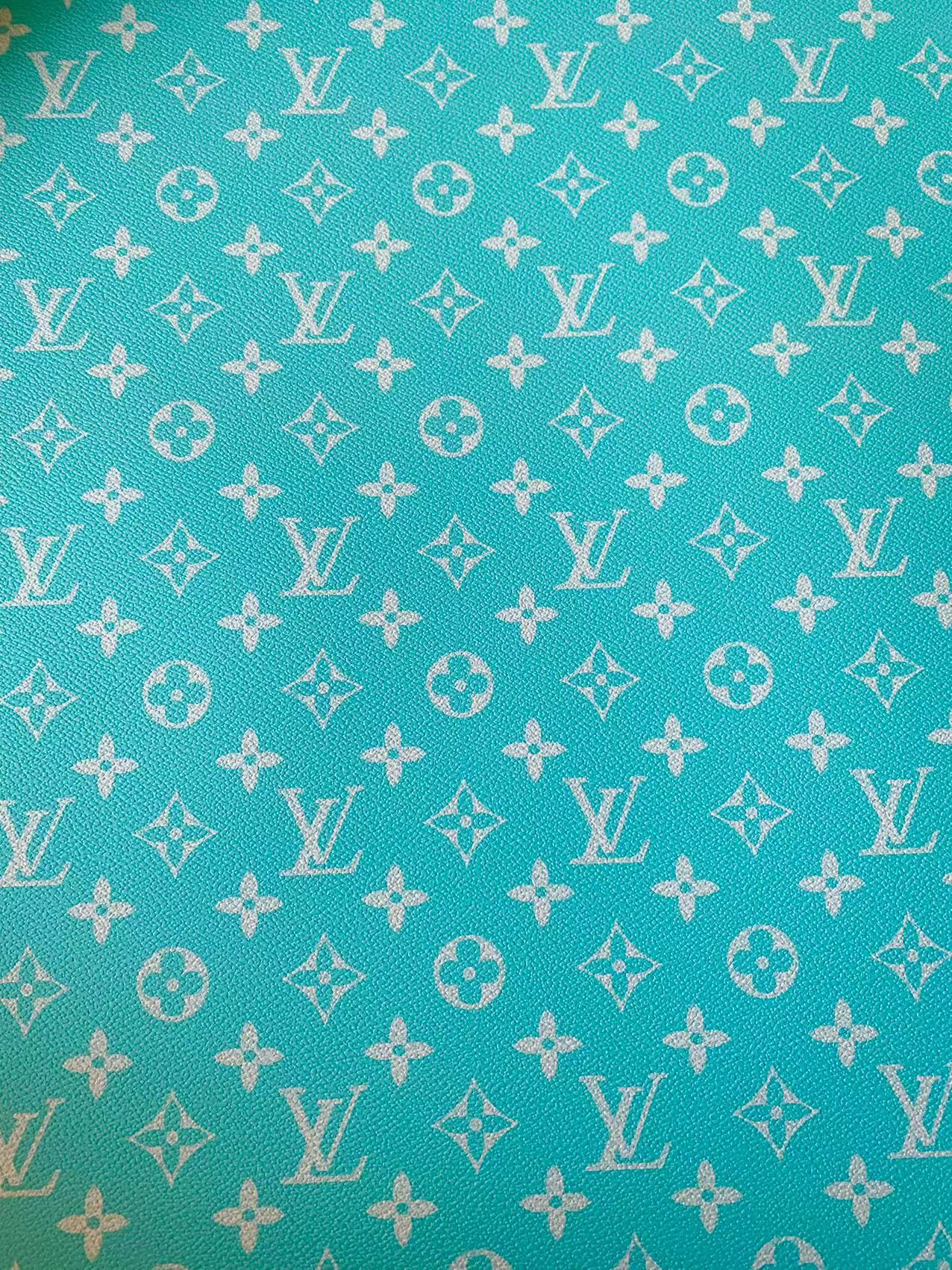 Classic Bright Blue LV Vinyl leather fabric For Handmade Handicraft Goods