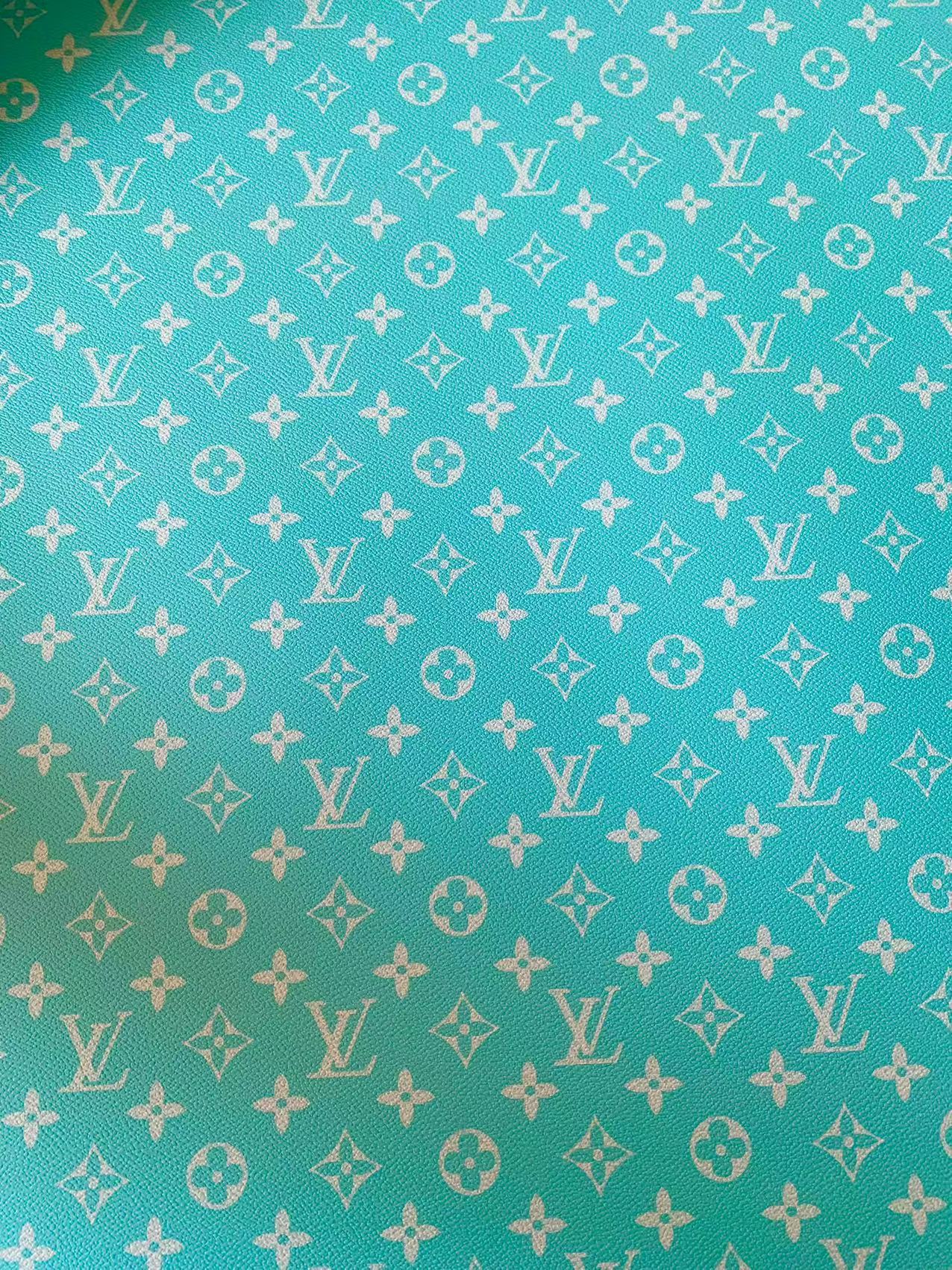 Classic Bright Blue LV Vinyl leather fabric For Handmade Handicraft Goods