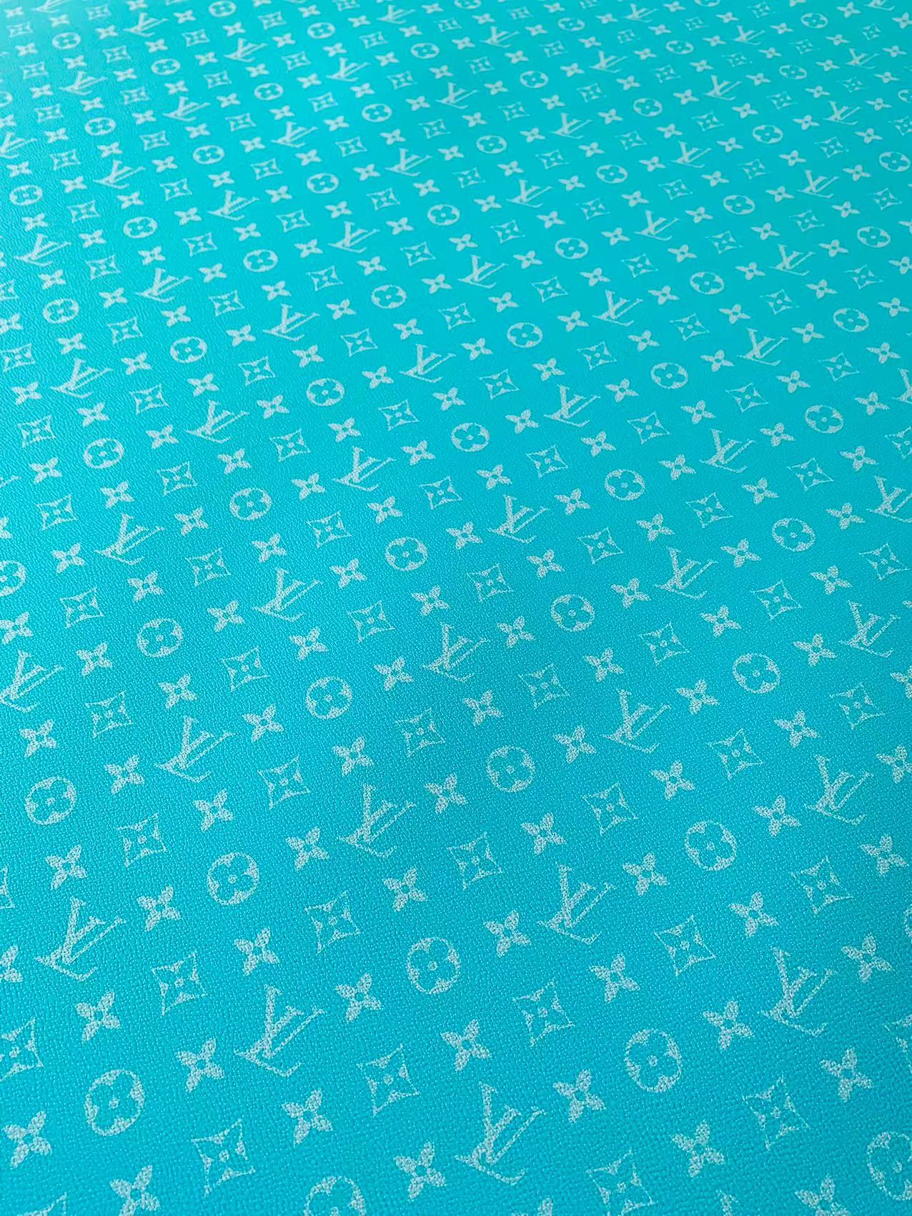 Classic Bright Blue LV Vinyl leather fabric For Handmade Handicraft Goods