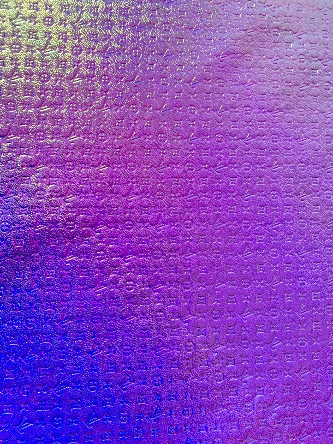 Fashion Small 0.5 inch Size LV Reflective Laser Embossed Leather Fabric For Handmade Sneaker ,Upholstery Car By Yard