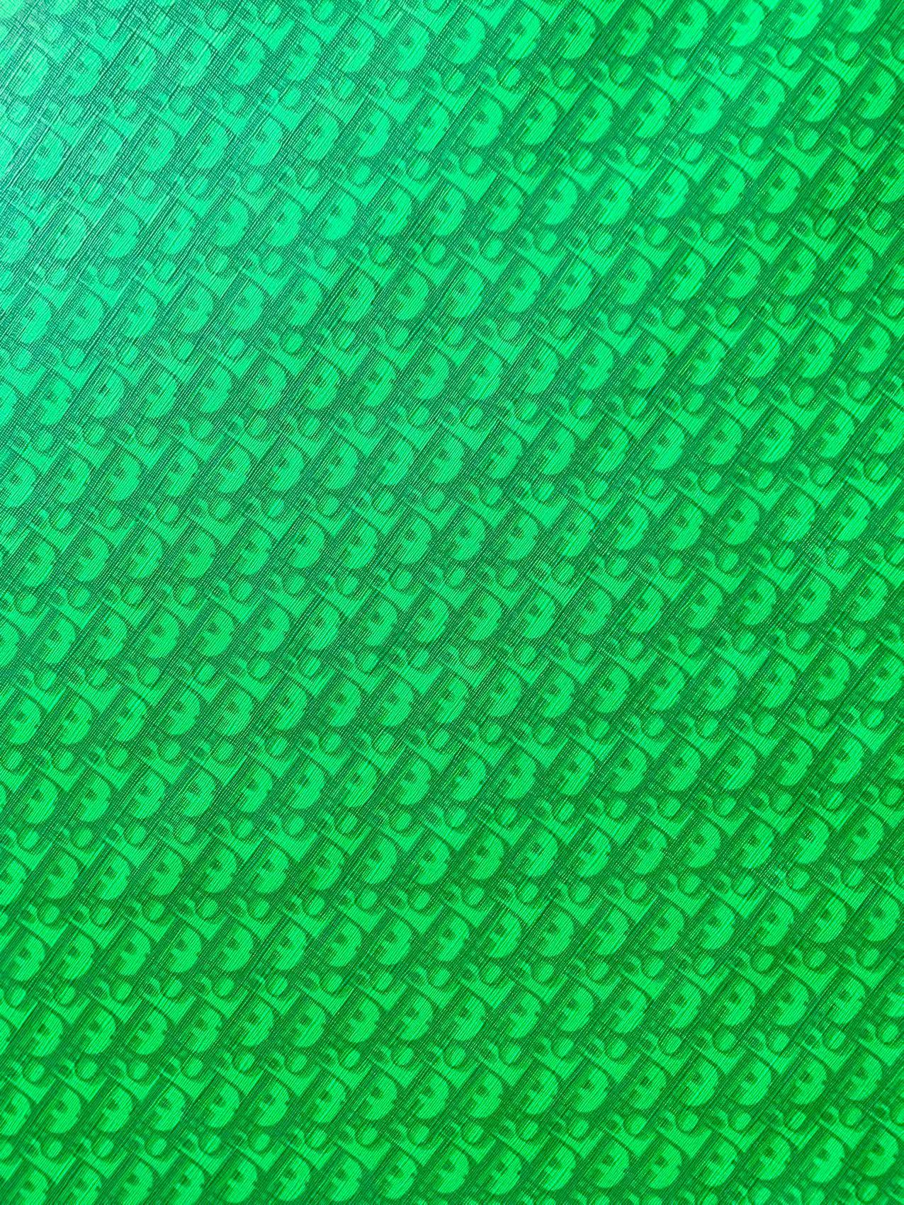 Craft Green Dior Learher Fabric For Handmade Sneaker ,Upholstery Car Handicraft Goods By Yard