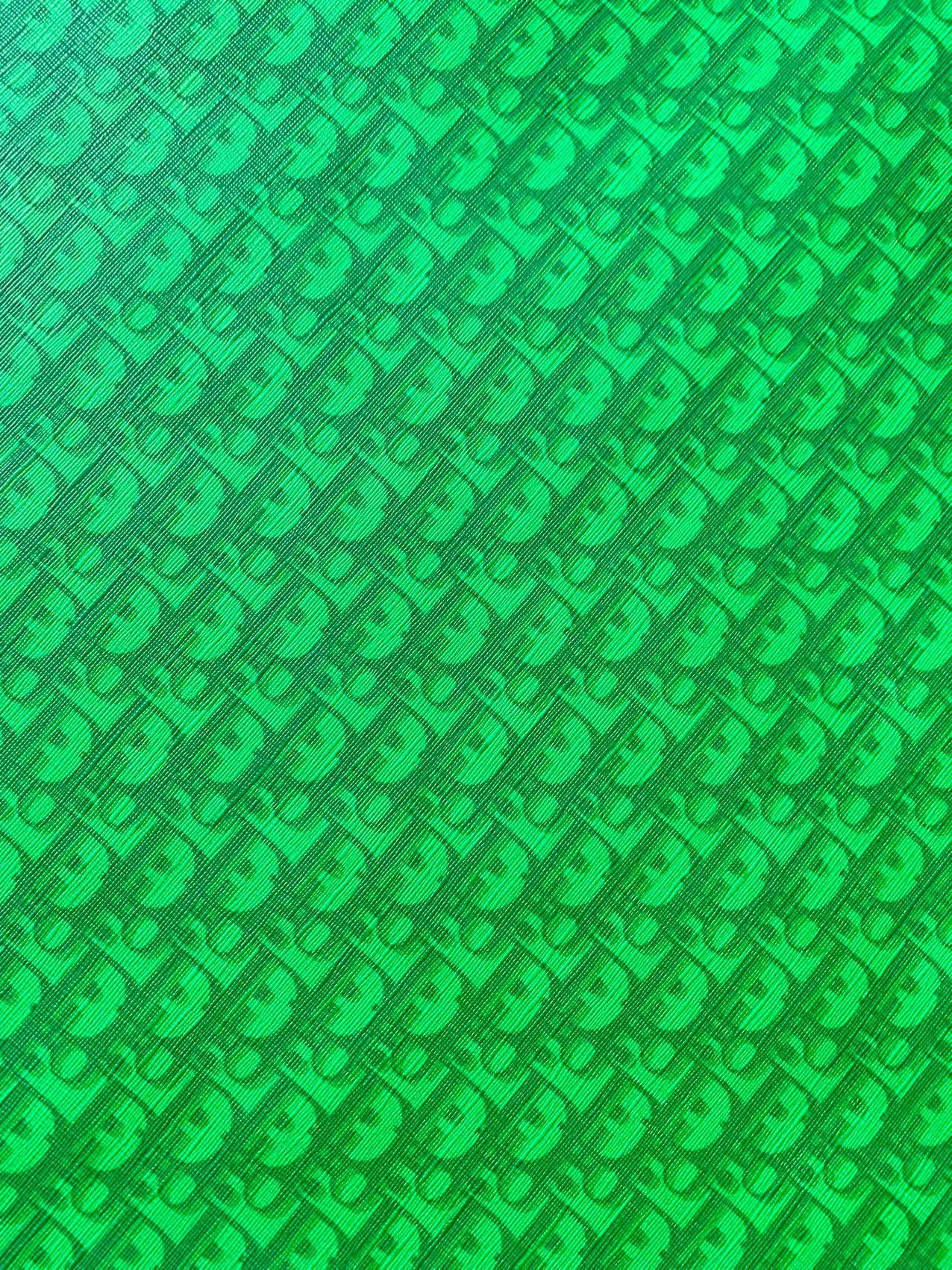 Craft Green Dior Learher Fabric For Handmade Sneaker ,Upholstery Car Handicraft Goods By Yard