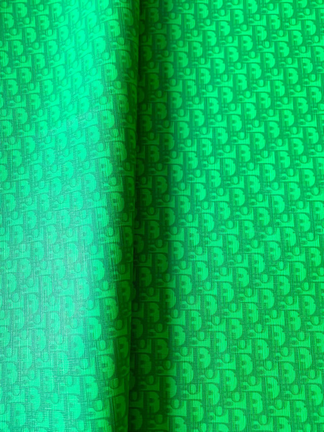 Craft Green Dior Learher Fabric For Handmade Sneaker ,Upholstery Car Handicraft Goods By Yard