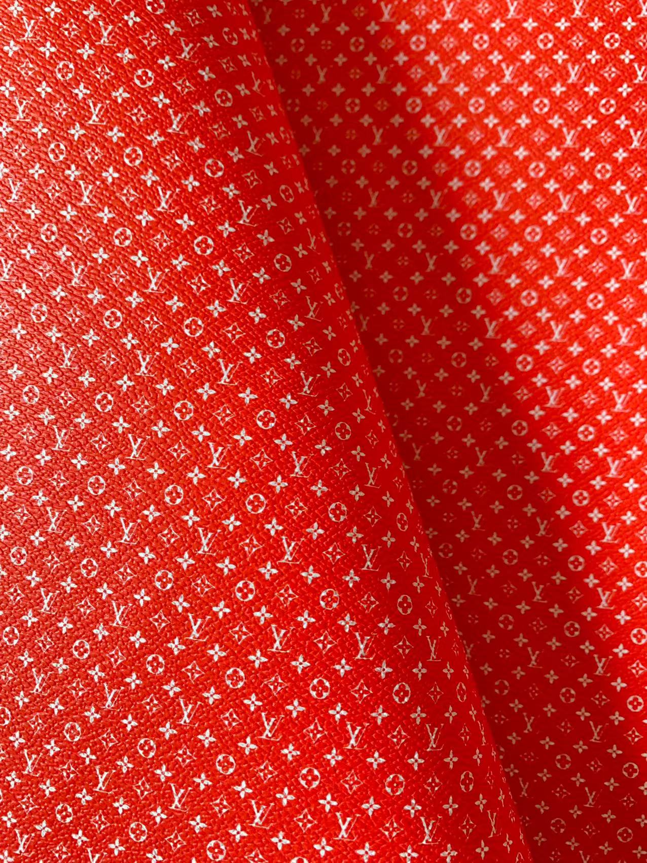 New LV Small Size 0.5mm vinyl crafting leather fabric Bag leather ,shoes leather ,Handicraft leather By Yards(Red)