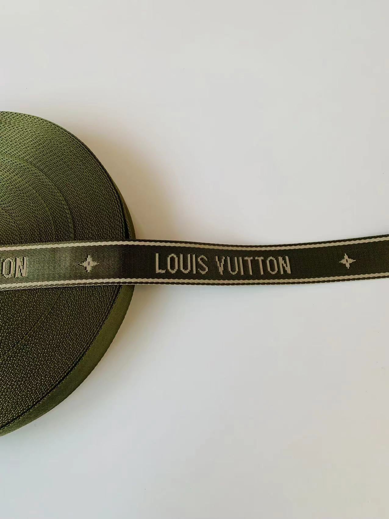 Craft LV 1.5 Inch Handmade Trim Embroidered Army Green Stripe Ribbon By Yard