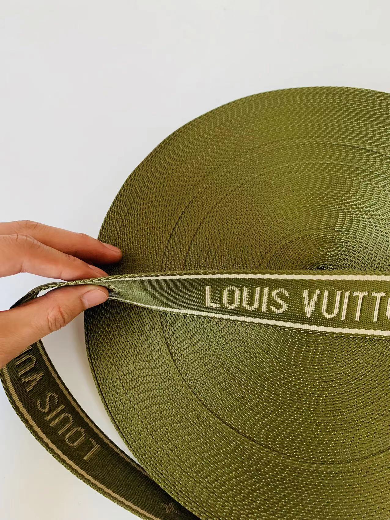 Craft LV 1.5 Inch Handmade Trim Embroidered Army Green Stripe Ribbon By Yard