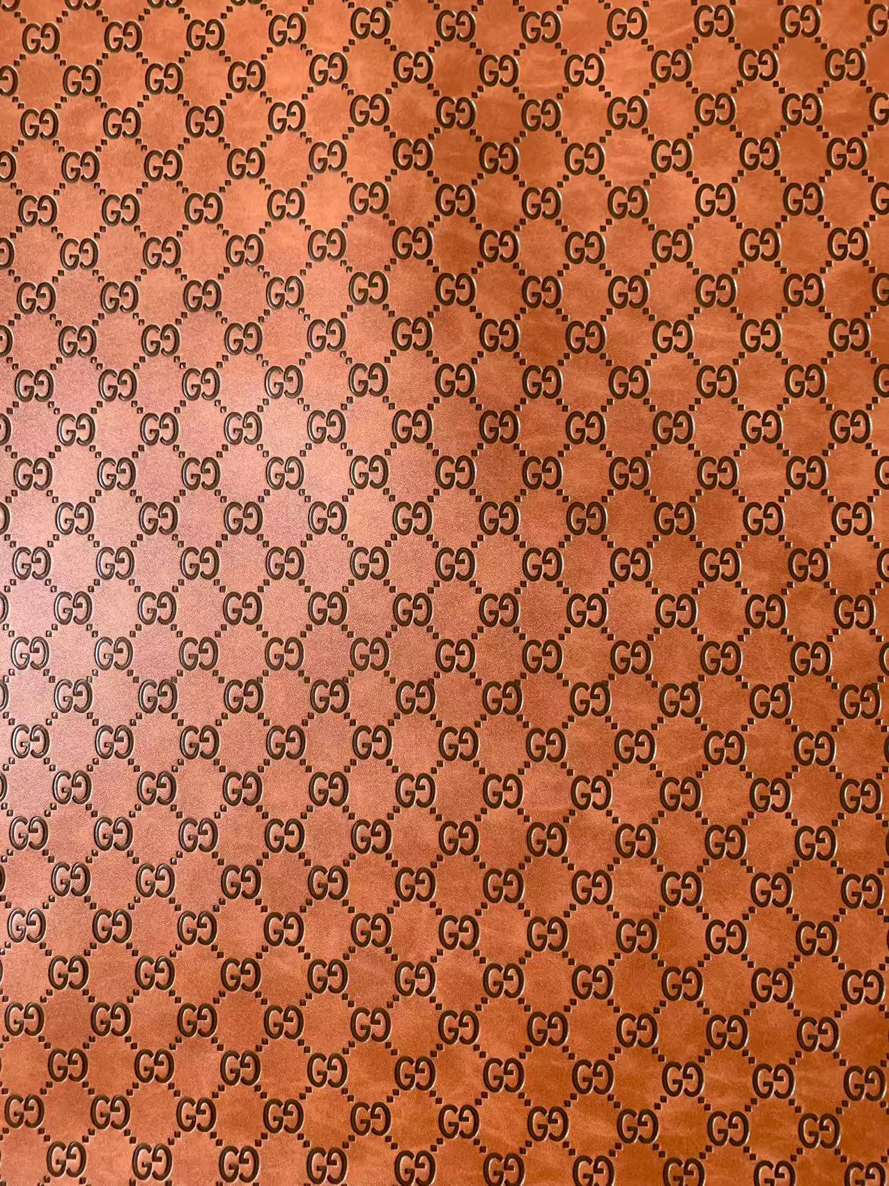 Classic Brown Gucci Embossed Leather Fabric For Handmade Sneaker,Bags,Upholstery Goods By Yard