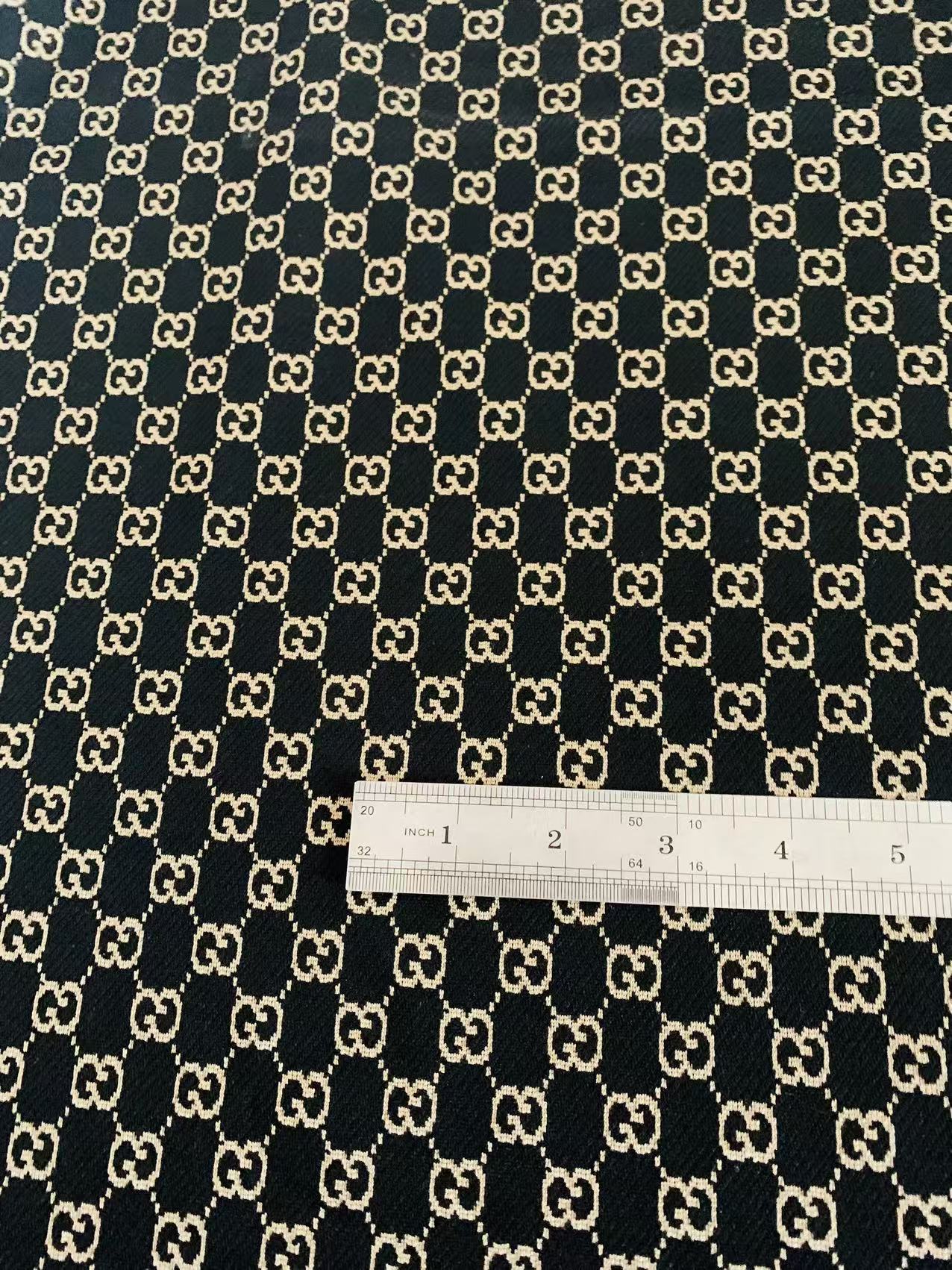 Craft Black With Cream 0.5" Gucci Knitting Jacquard Cloth Fabric For Handmade Apparel ,Clothing ,Sneaker Upholstery Goods By Yard