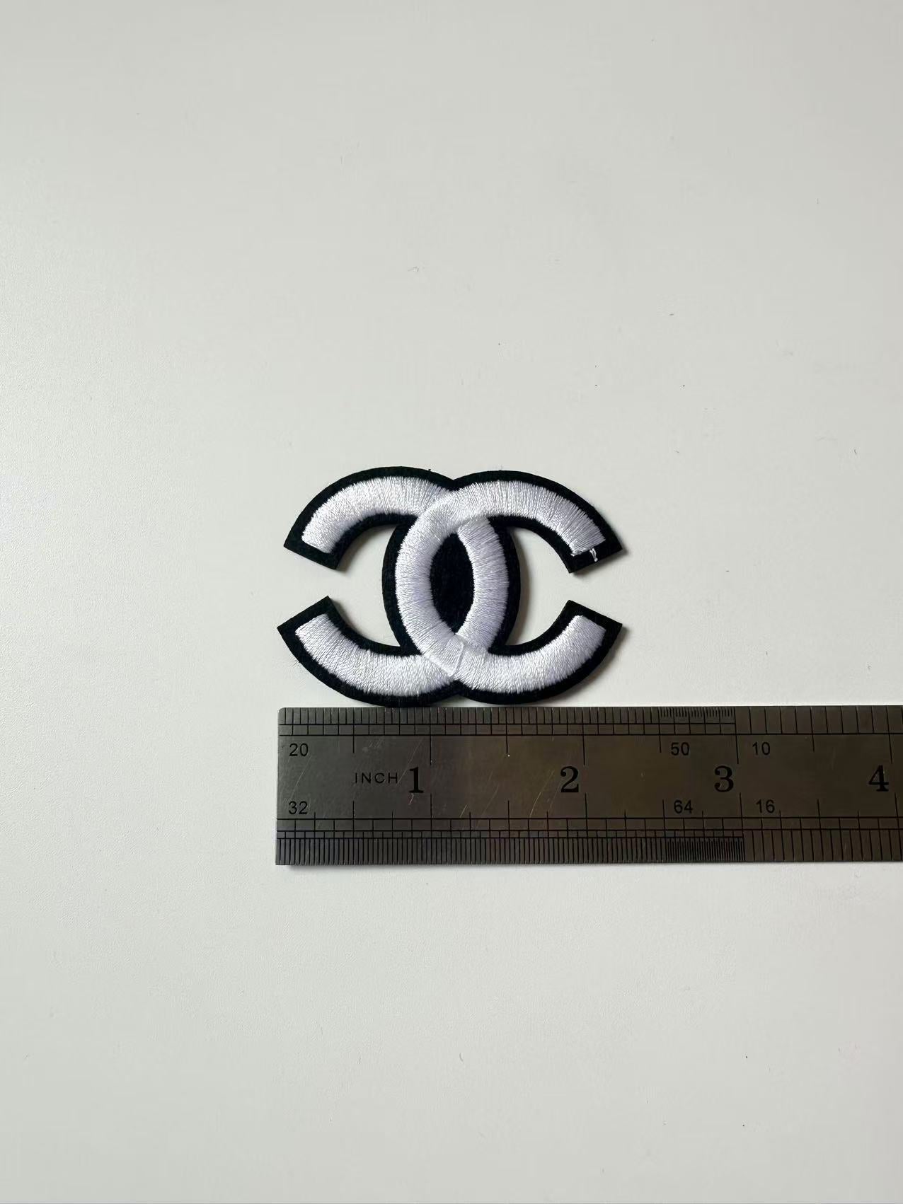 Craft Sewing Black and White Embroidery 2.3"x1.7" Chanel Patch By Pieces