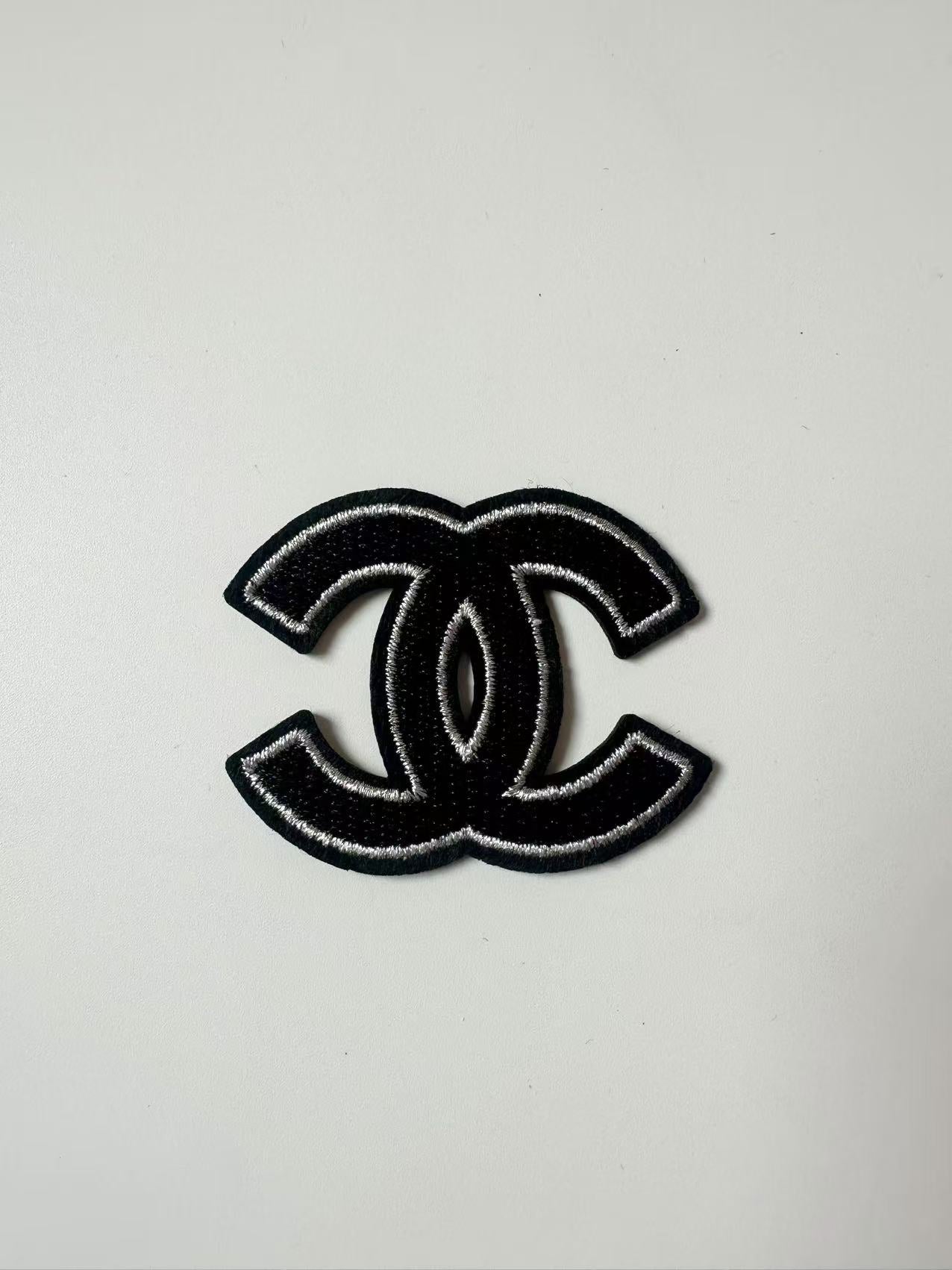 Craft Sewing Black and White Embroidery 2.3"x1.7" Chanel Patch By Pieces