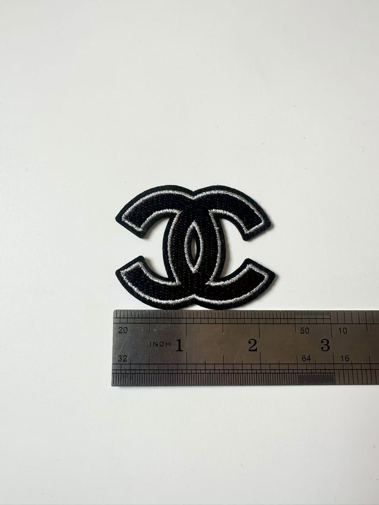 Craft Sewing Black and White Embroidery 2.3"x1.7" Chanel Patch By Pieces