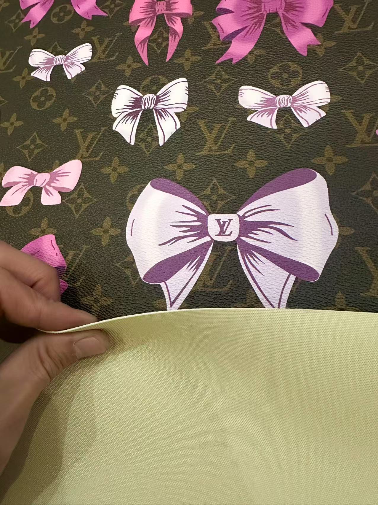 Fashion LV With Bow Vinyl Leather Fabric For Handmade Sneaker,Upholstery Goods By Yard