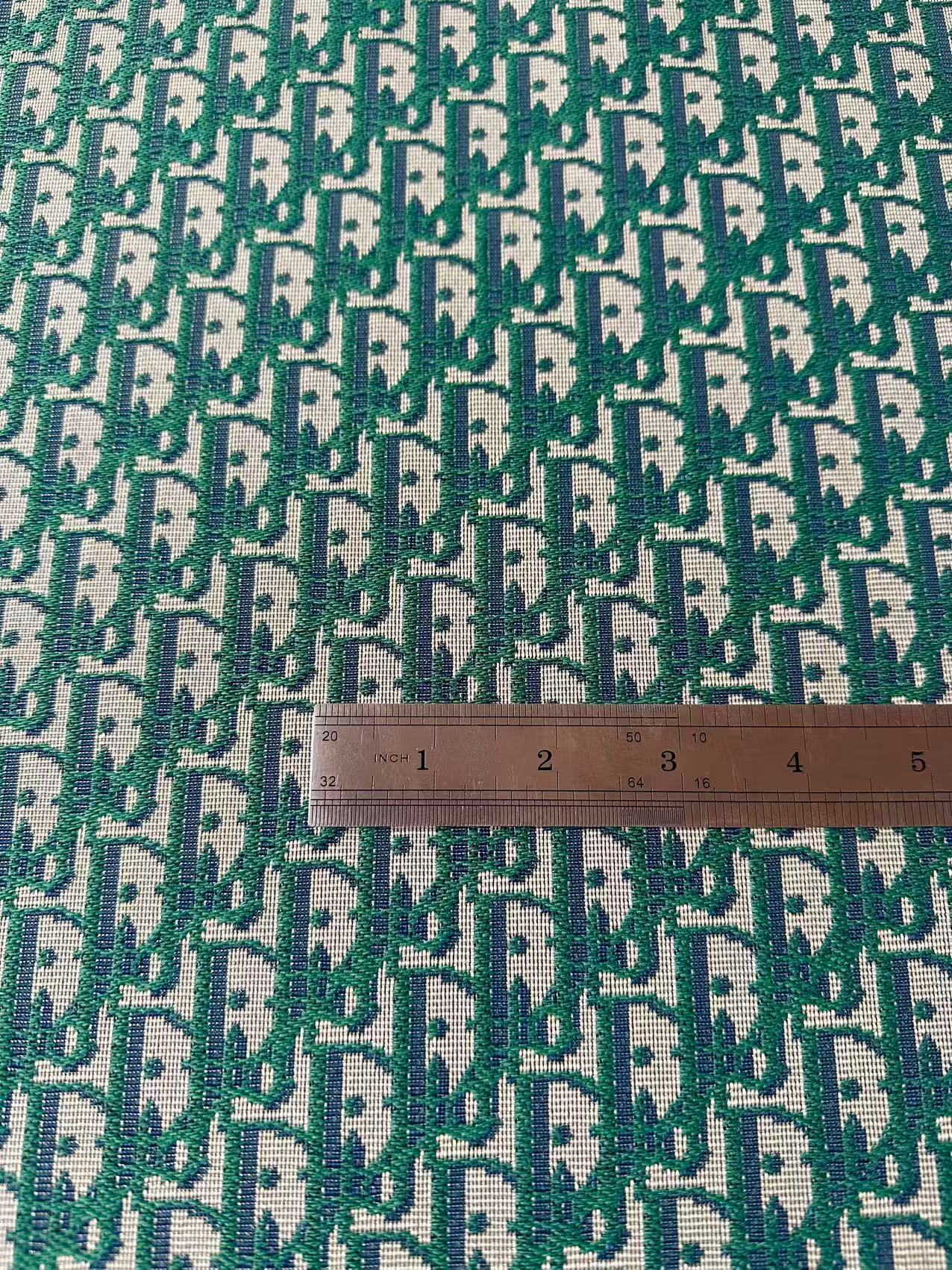 Craft Dior Canvas Jacquard Cloth Fabric For Handmade Bags, Sneaker, Hat Fabric By Yard(Green)