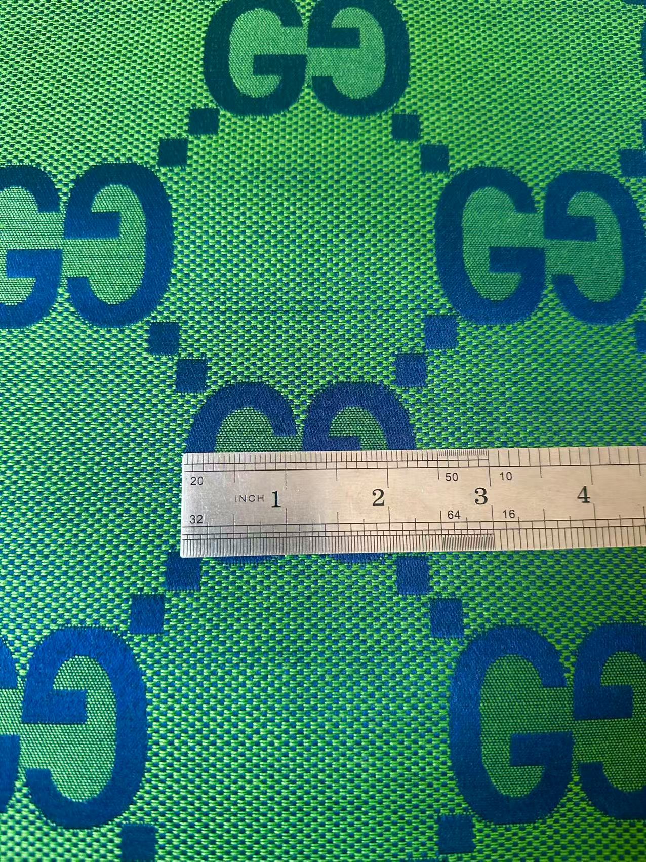 Classic 2.3 Inch Gucci Canvas Jacquard Cloth Fabric For Sewing Handicraft By Yards (Green)