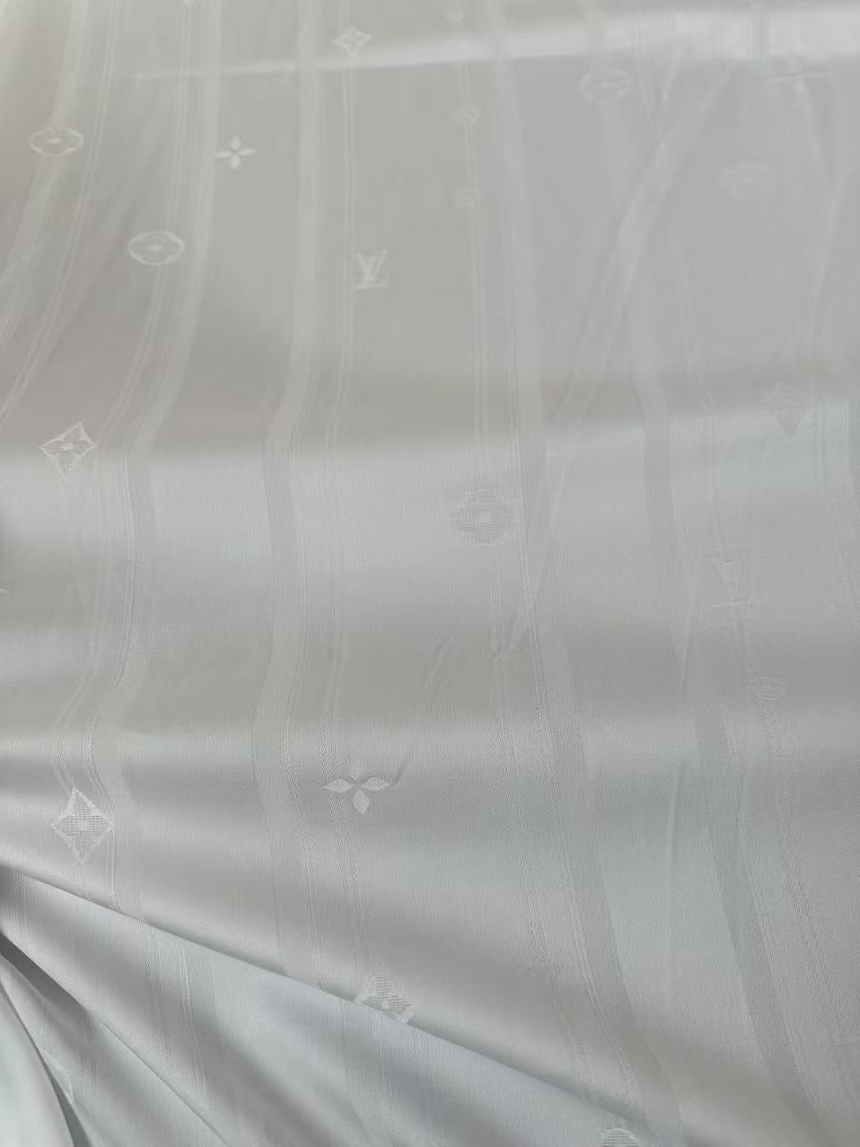 Craft LV White Silk Jacquard Cloth Fabric For Sewing Clothing By Yard