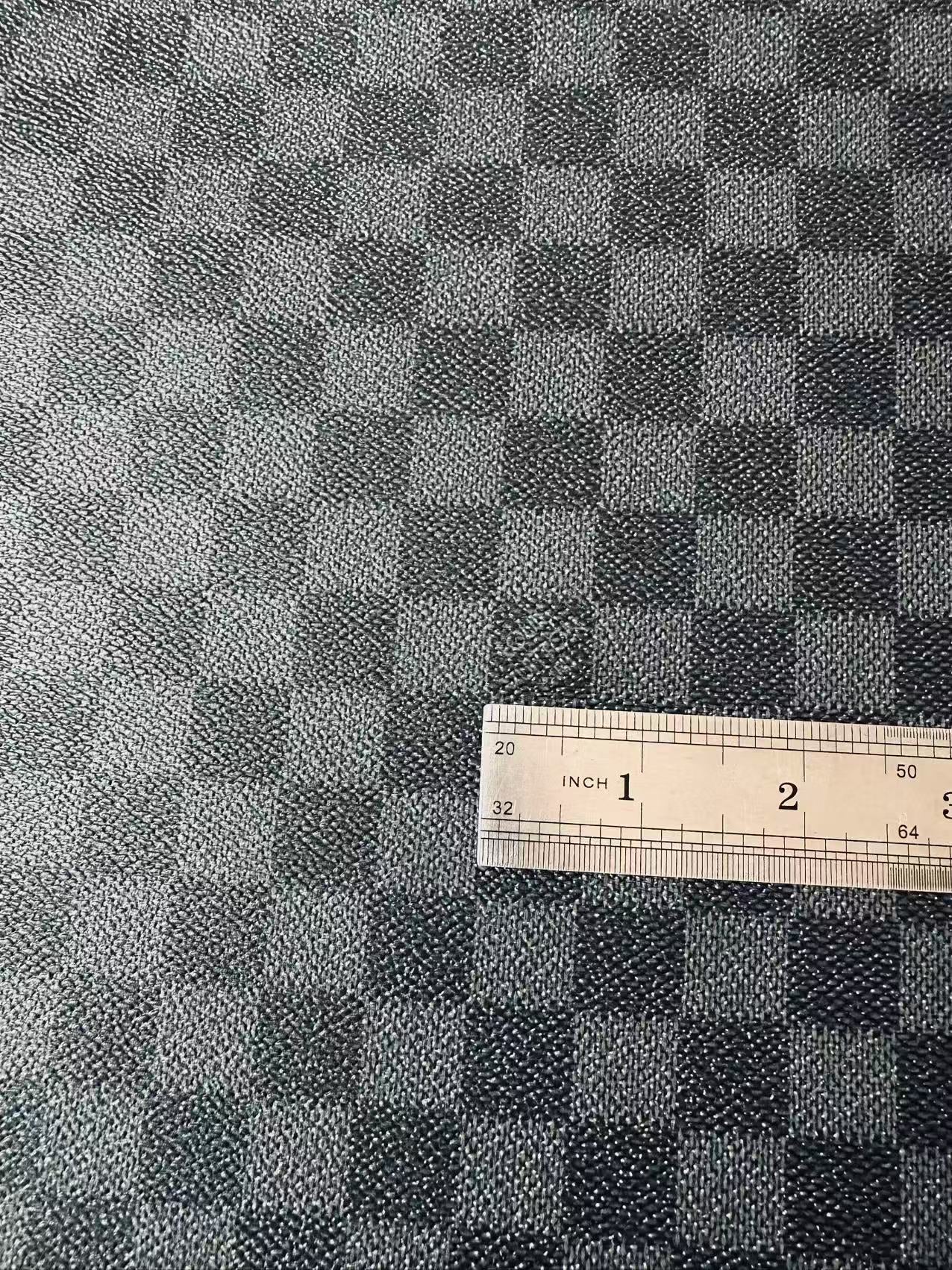 Craft Dark Black Louis Vuitton Damier Vinyl Leather For Handmade Bag , Shoes ,Upholstery, Grid Cup Mat Leather By Yard(Black)