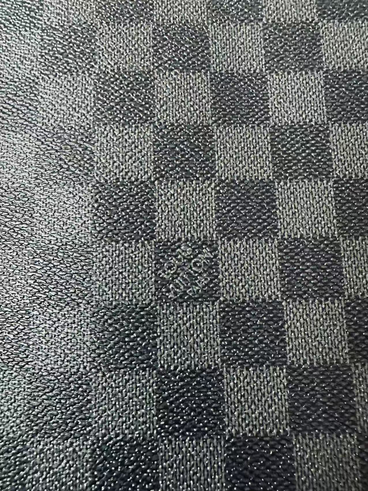 Craft Dark Black Louis Vuitton Damier Vinyl Leather For Handmade Bag , Shoes ,Upholstery, Grid Cup Mat Leather By Yard(Black)