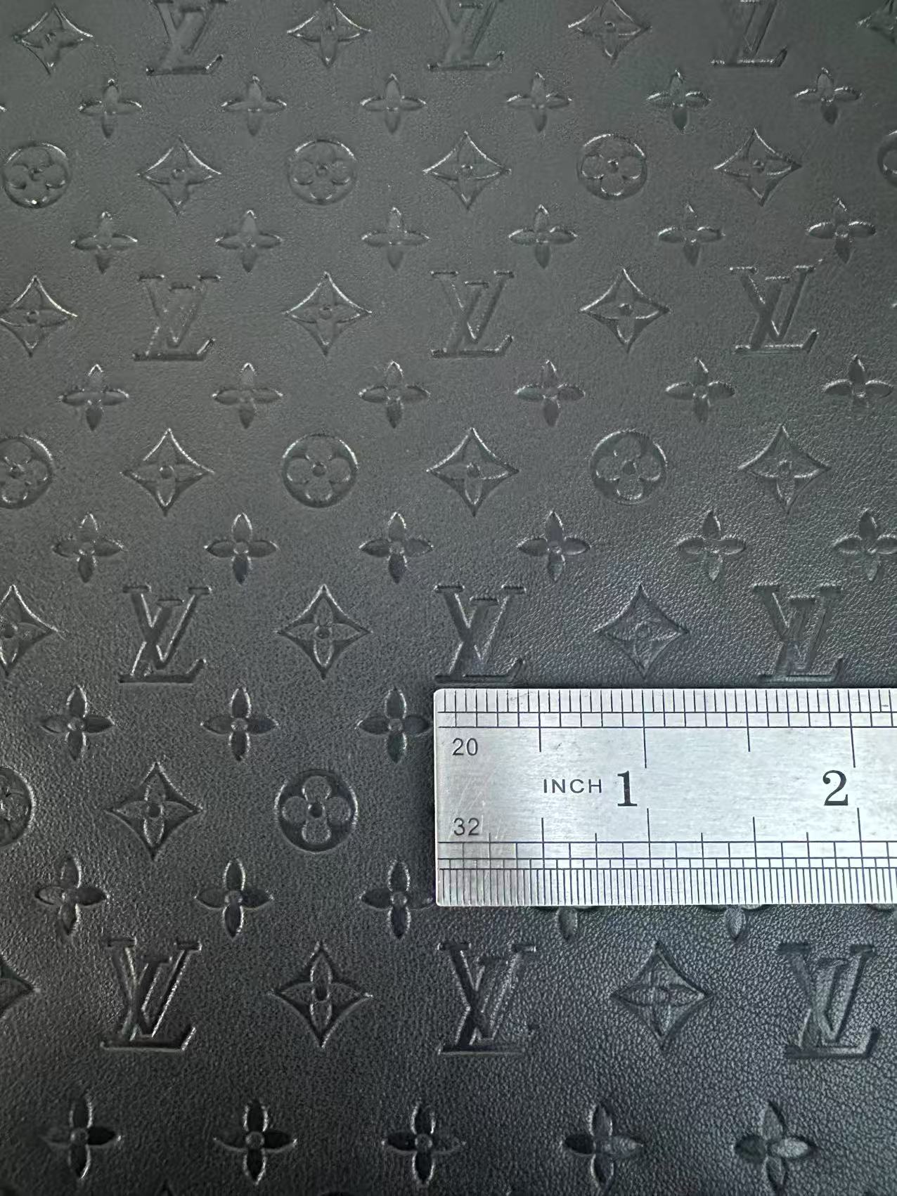 Craft 0.5 Inch LV Black Embossed Leather For Handmade Upholstery,Shoes Goods By Yard