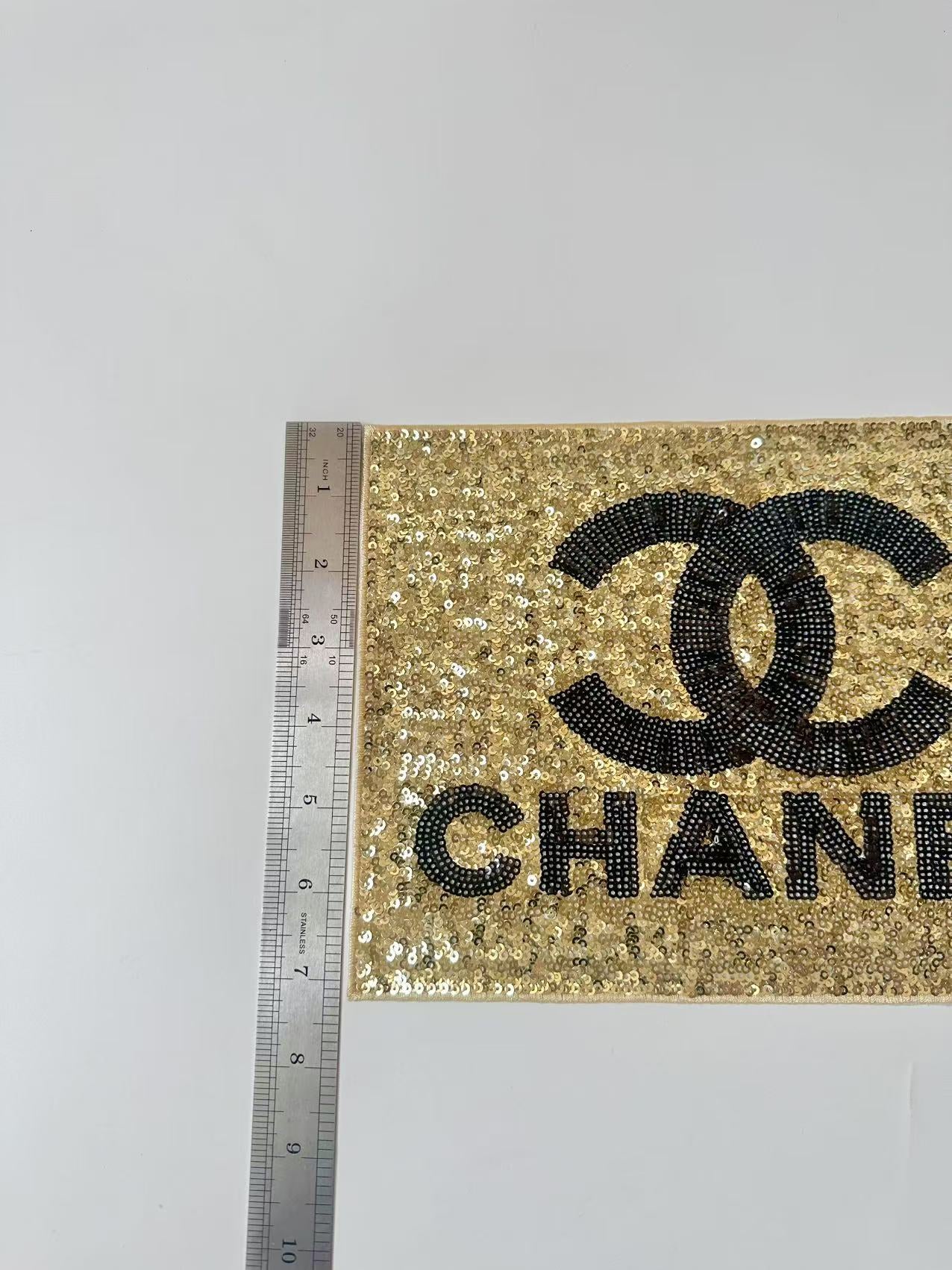 Craft Chanel 10"x7.2" Rectangle Embroidery Sequins Patches For Handmade Apparel