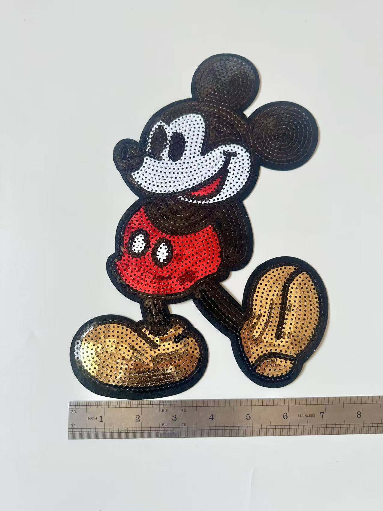 Craft Mickey Mouse 11"x7.5"Embroidery Sequins Patches For Handmade Apparel