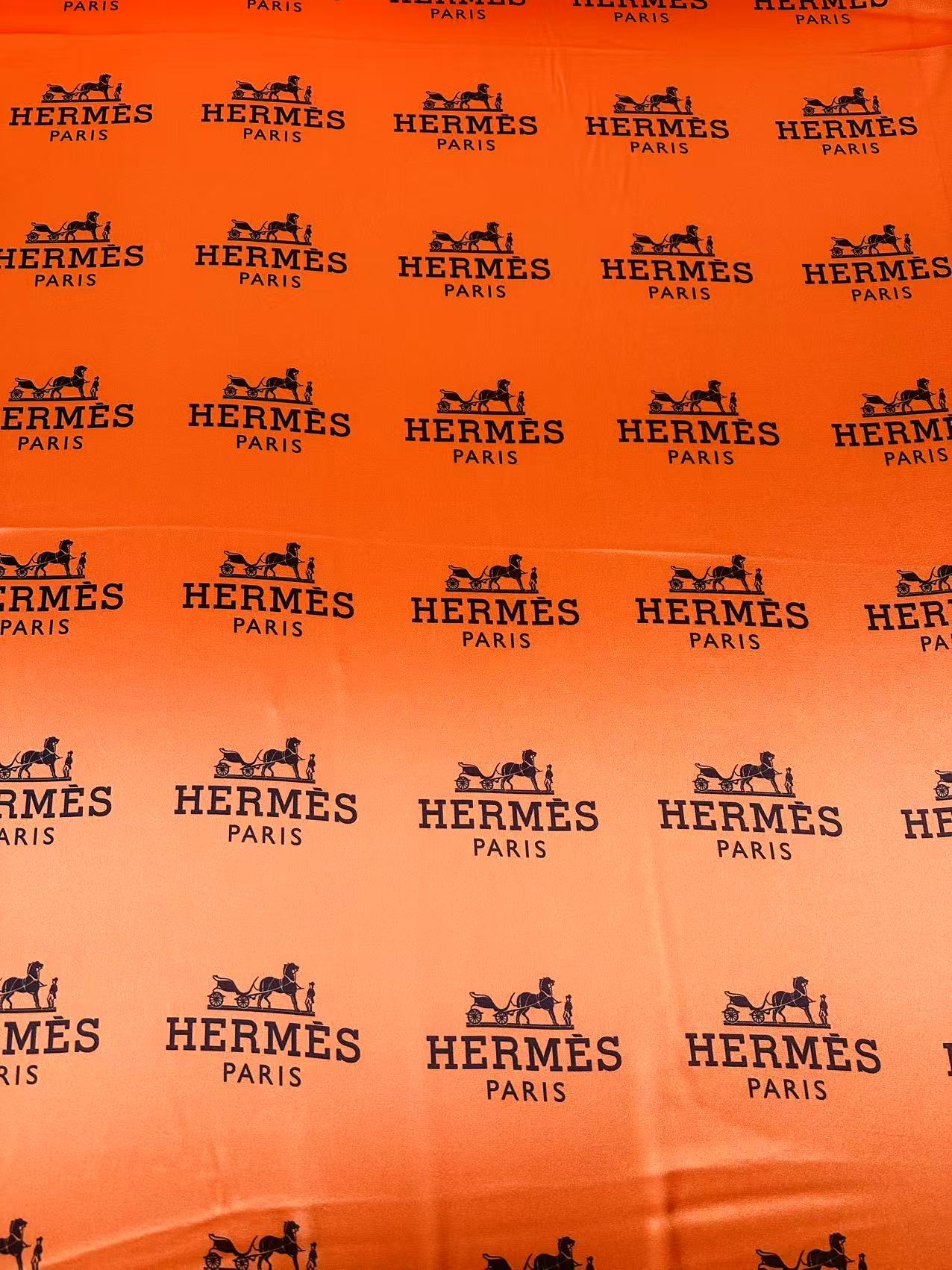 Classic Hermes Satin Shiny Cloth Fabric For Handmade Sewing Scarf ,Clothing Shoes By Yard