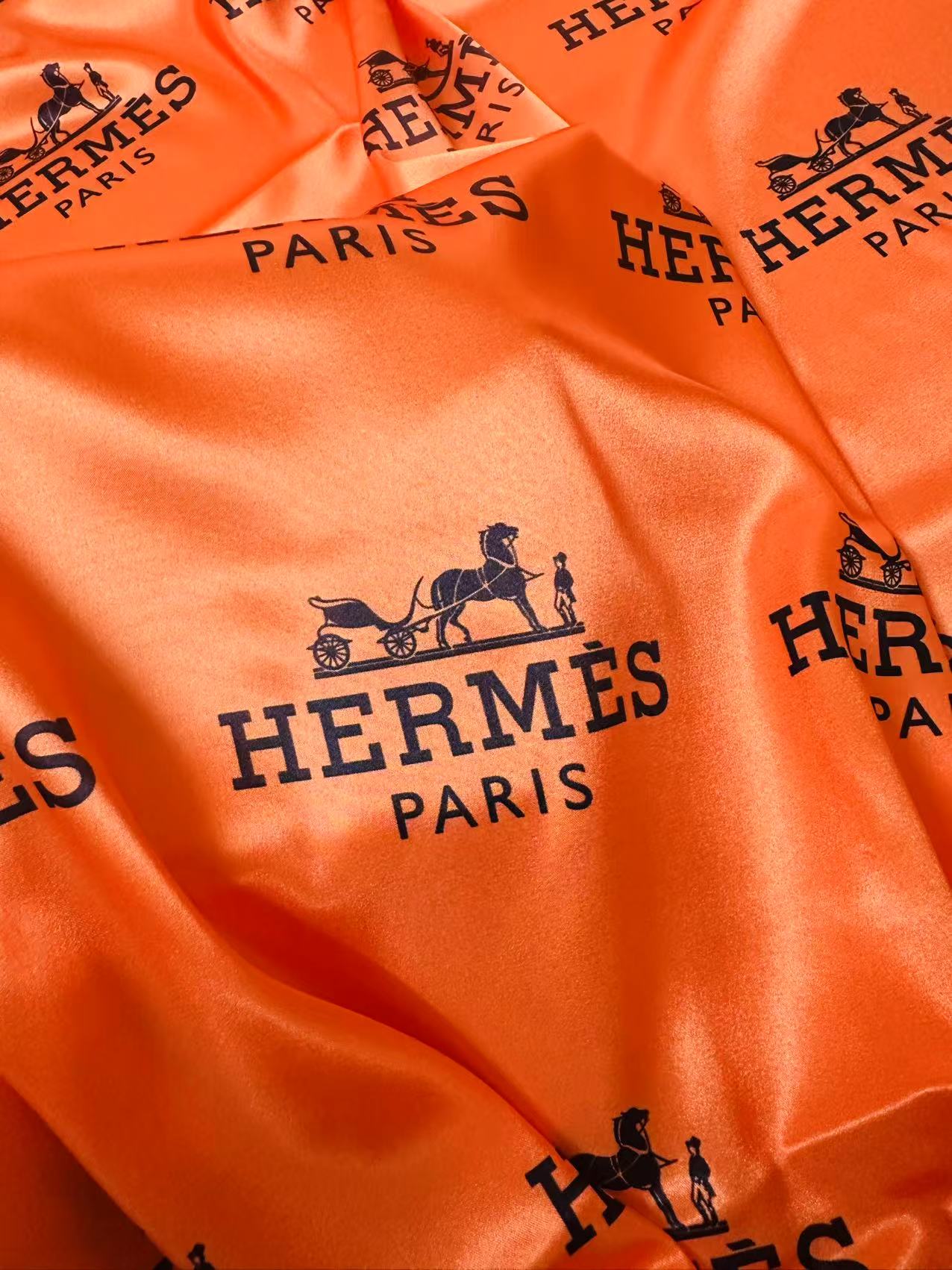 Classic Hermes Satin Shiny Cloth Fabric For Handmade Sewing Scarf ,Clothing Shoes By Yard