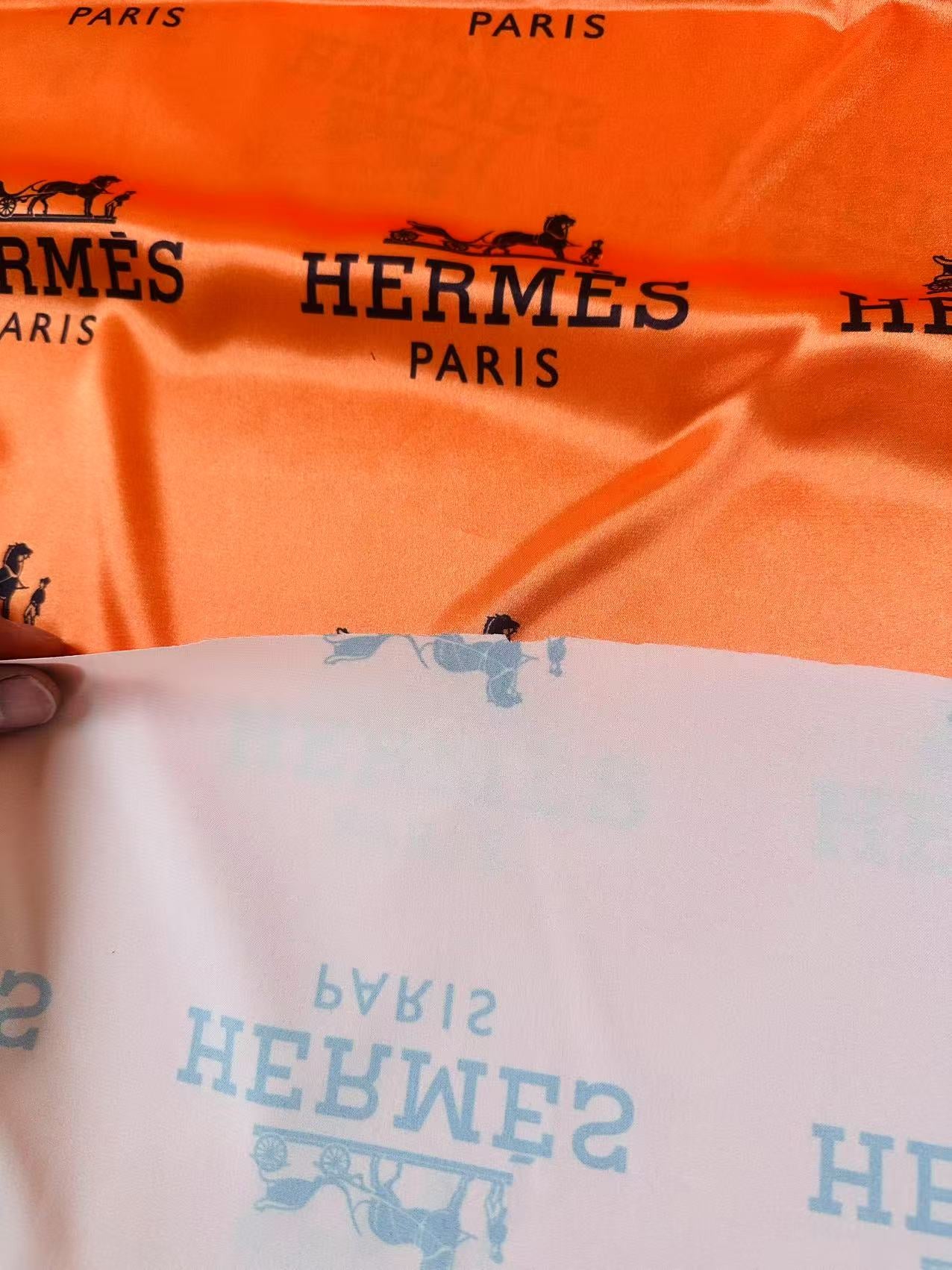 Classic Hermes Satin Shiny Cloth Fabric For Handmade Sewing Scarf ,Clothing Shoes By Yard