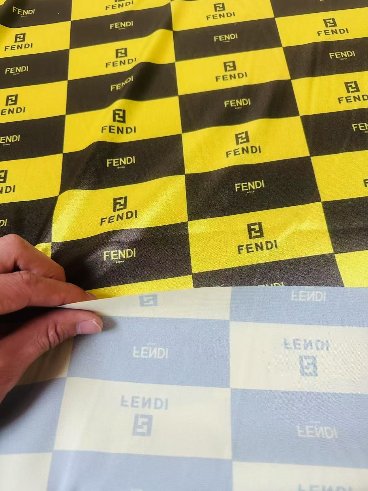 Classic Fendi Satin Shiny Cloth Fabric For Handmade Sewing Scarf ,Clothing Shoes By Yard