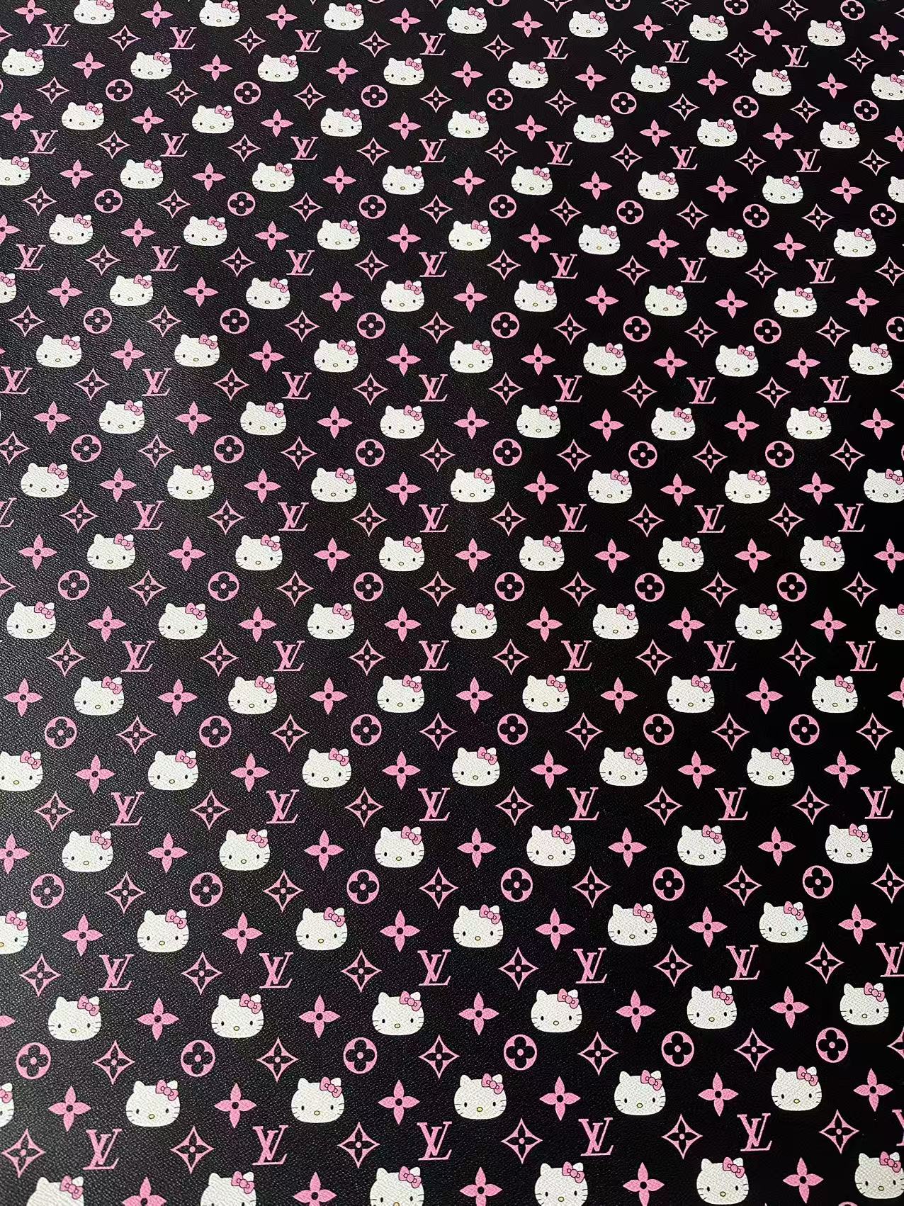 Craft Pink LV With Hello Kitty Vinly Leather For Handmade Shoes , Car Upholstery Handicraft Goods