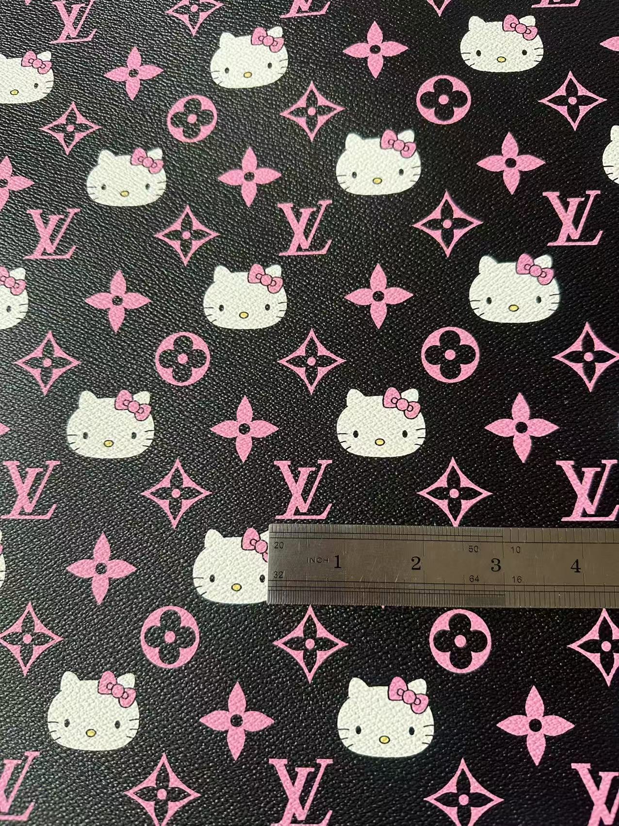 Craft Pink LV With Hello Kitty Vinly Leather For Handmade Shoes , Car Upholstery Handicraft Goods