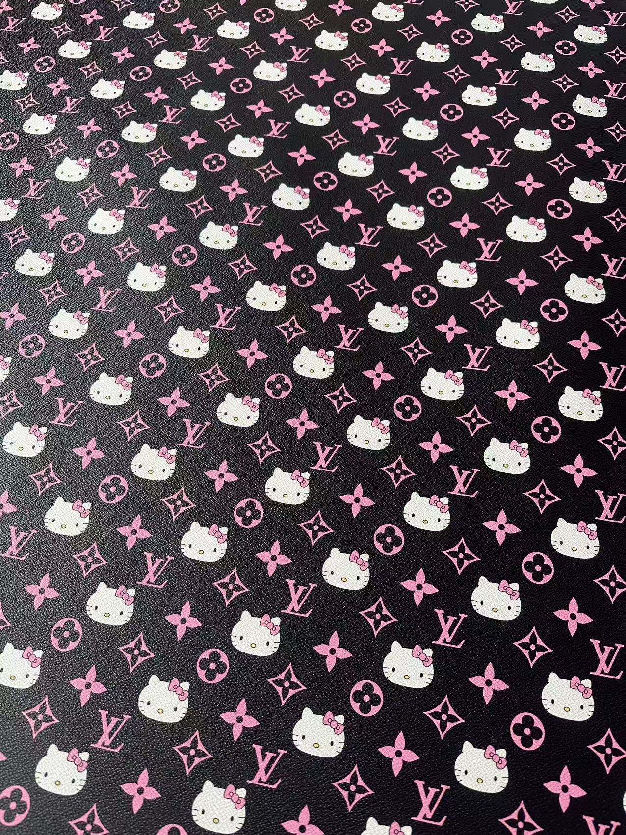 Craft Pink LV With Hello Kitty Vinly Leather For Handmade Shoes , Car Upholstery Handicraft Goods