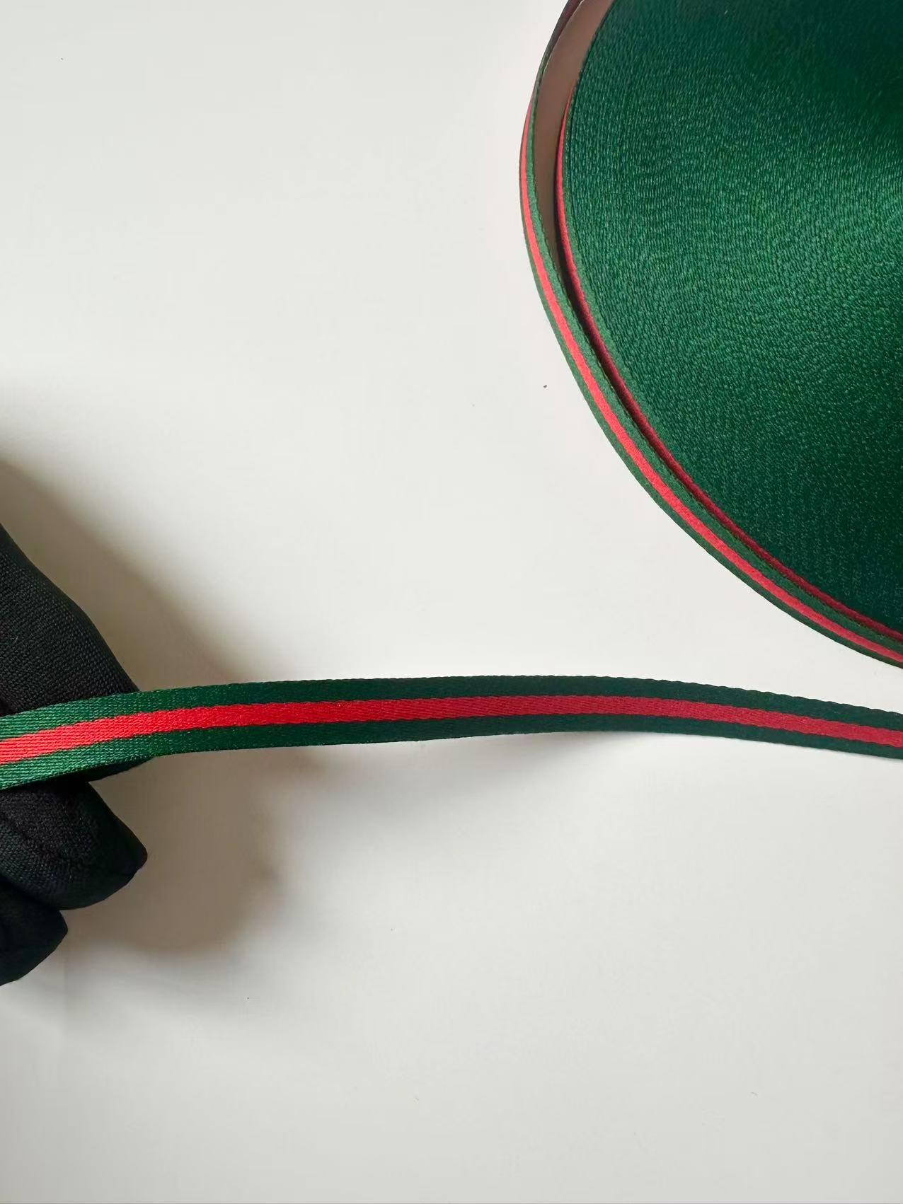 Craft Gucci 0.4 inch Strap ,Handmade Striped Ribbon Trim Embroidered For shoes ,Bags ,Handicrafts By Yard (Green with Red )