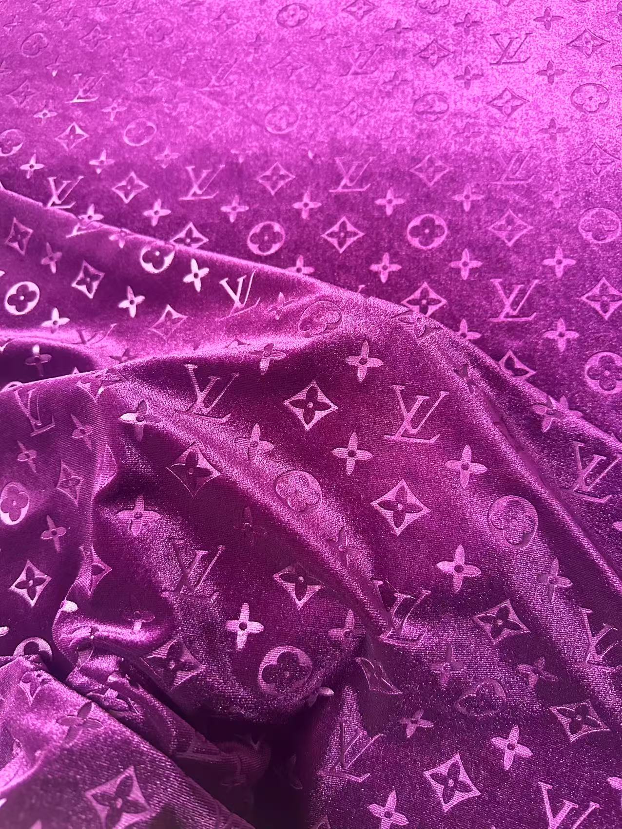 Popular Luxury LV Knitting Velvet Fabric For Handmade Sneaker,Car Upholstery and Apparel By Yard(Purple)