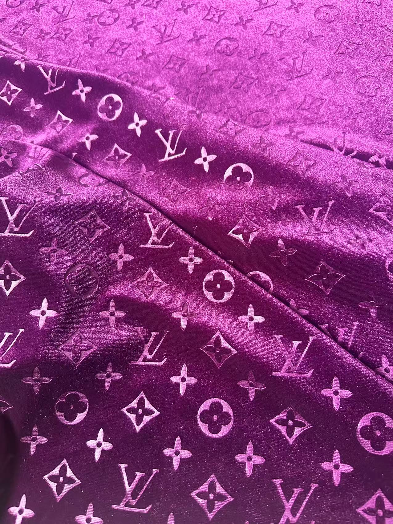 Popular Luxury LV Knitting Velvet Fabric For Handmade Sneaker,Car Upholstery and Apparel By Yard(Purple)
