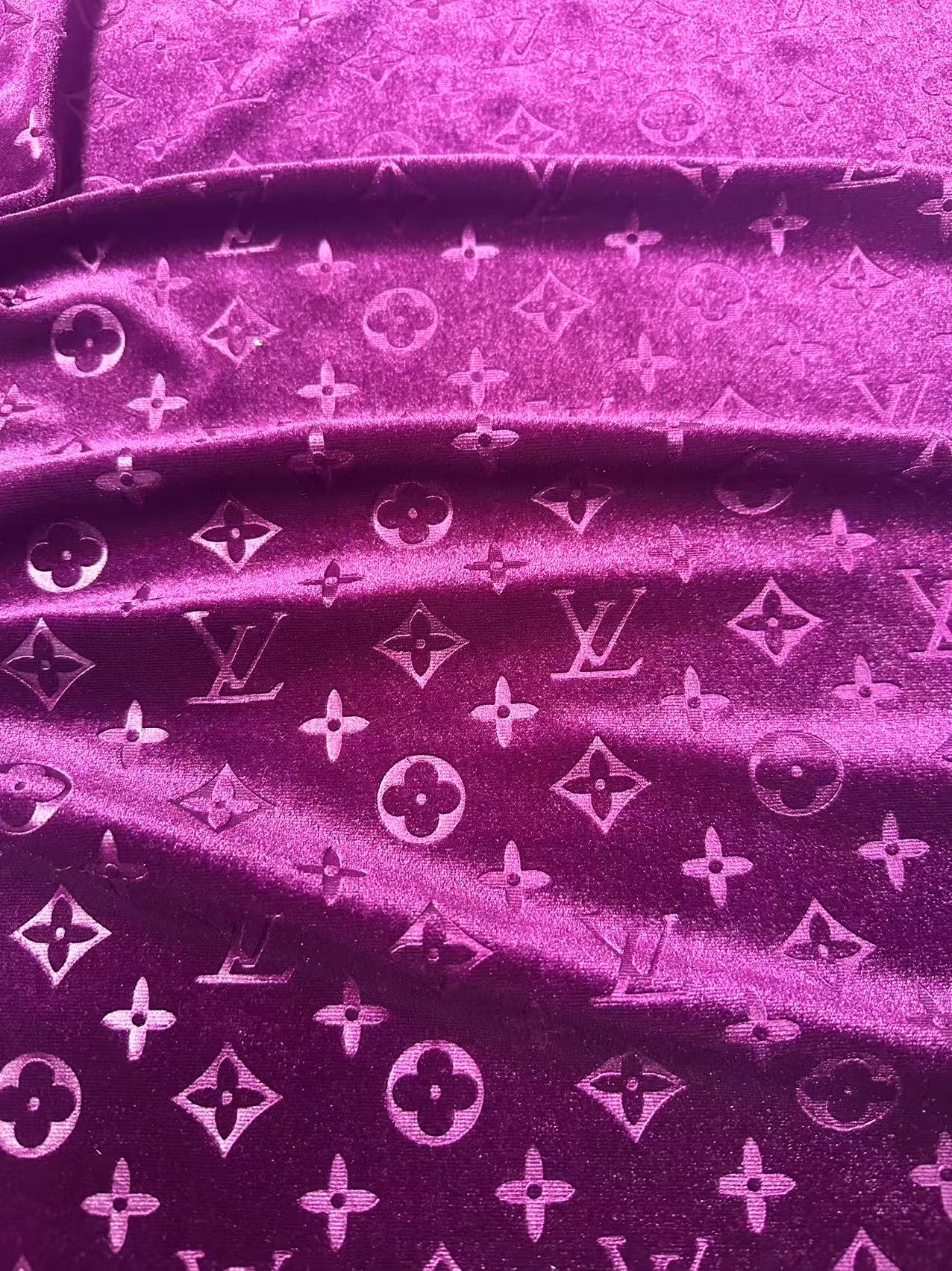 Popular Luxury LV Knitting Velvet Fabric For Handmade Sneaker,Car Upholstery and Apparel By Yard(Purple)