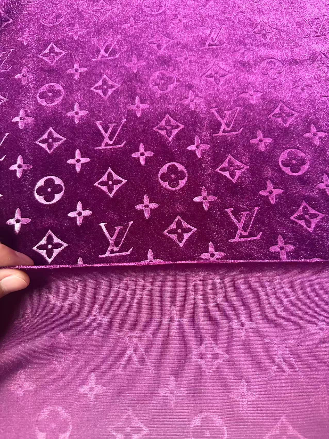 Popular Luxury LV Knitting Velvet Fabric For Handmade Sneaker,Car Upholstery and Apparel By Yard(Purple)