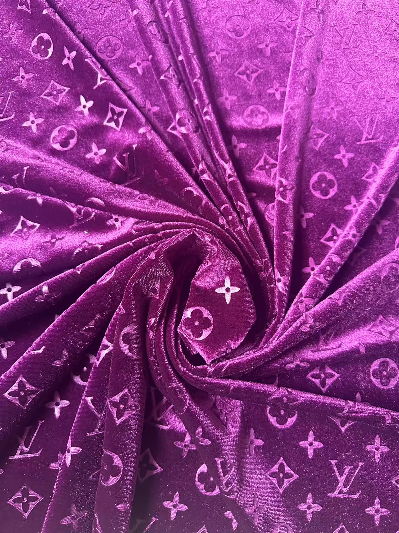 Popular Luxury LV Knitting Velvet Fabric For Handmade Sneaker,Car Upholstery and Apparel By Yard(Purple)
