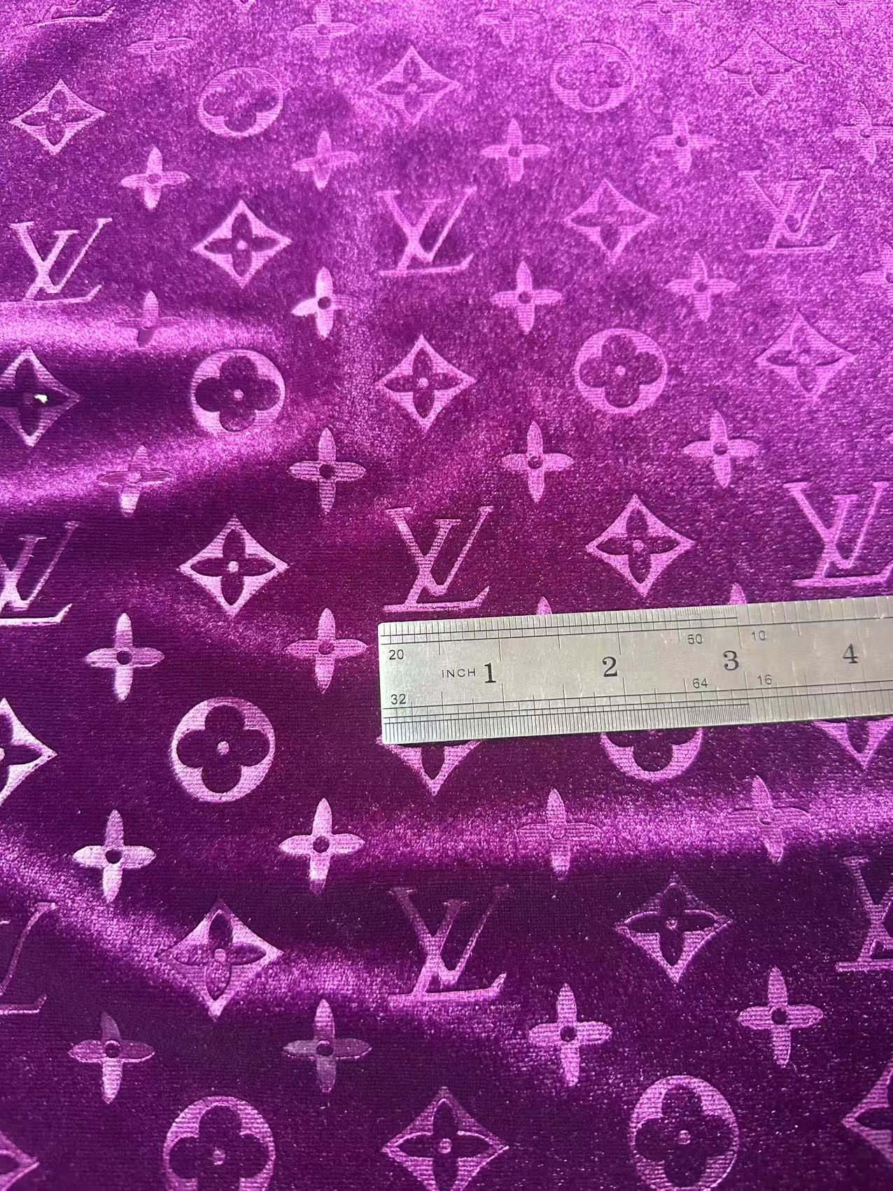 Popular Luxury LV Knitting Velvet Fabric For Handmade Sneaker,Car Upholstery and Apparel By Yard(Purple)