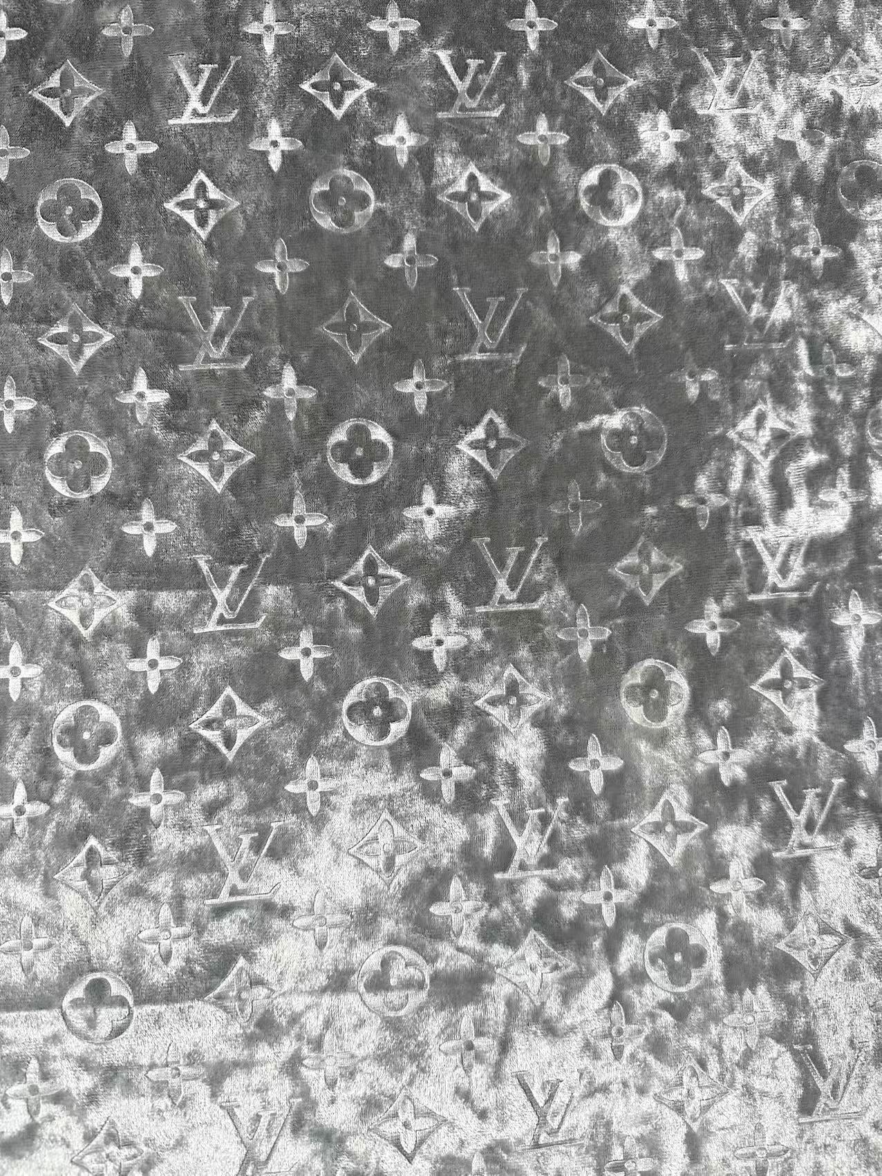 Popular Luxury LV Knitting Reflective Velvet Fabric For Handmade Sneaker,Dress Clothing and Apparel By Yard(Gray)