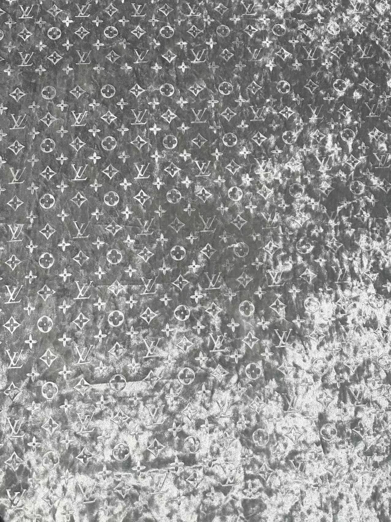 Popular Luxury LV Knitting Reflective Velvet Fabric For Handmade Sneaker,Dress Clothing and Apparel By Yard(Gray)