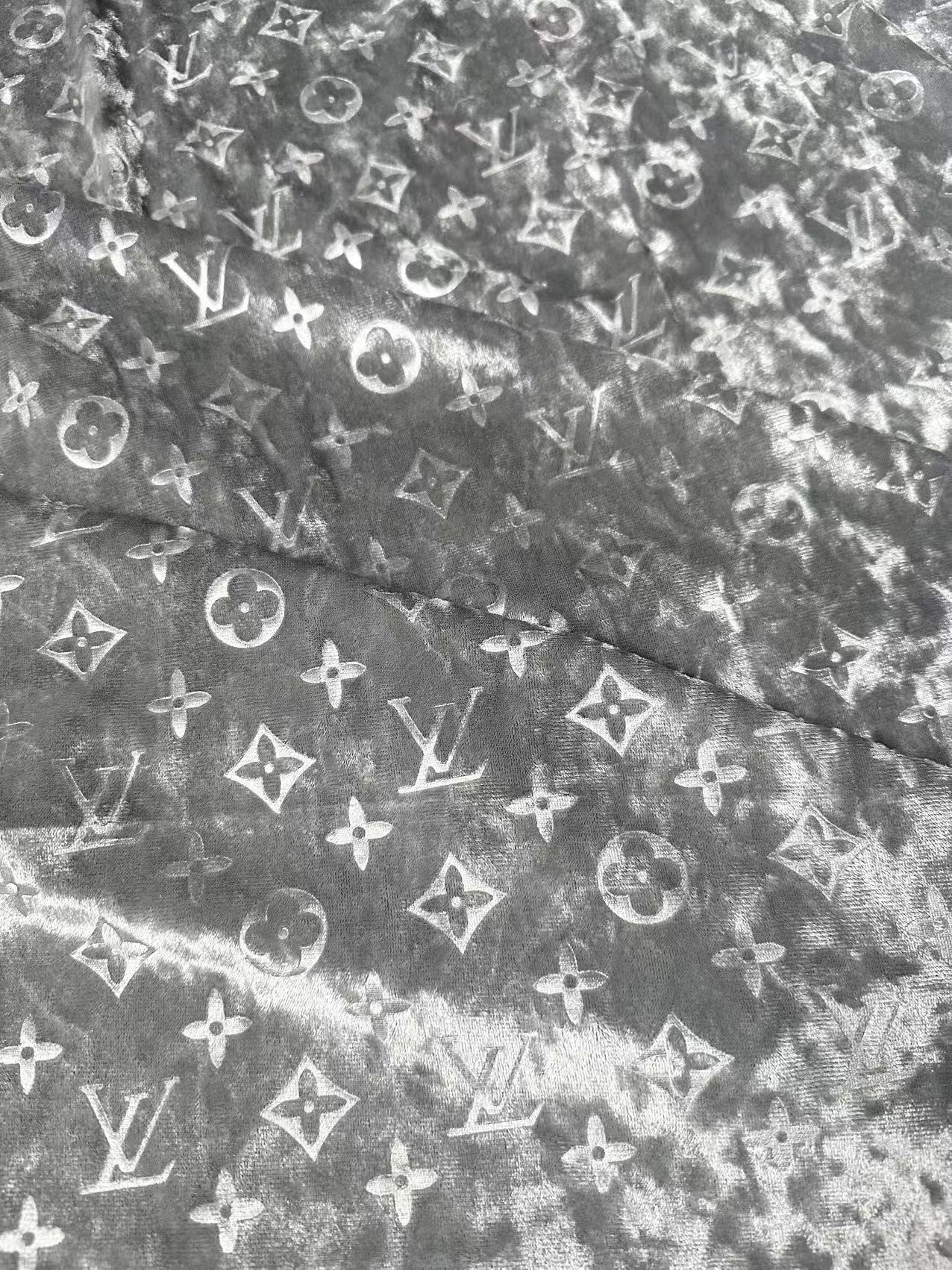 Popular Luxury LV Knitting Reflective Velvet Fabric For Handmade Sneaker,Dress Clothing and Apparel By Yard(Gray)