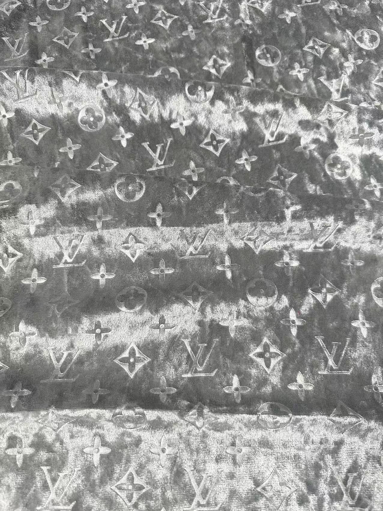 Popular Luxury LV Knitting Reflective Velvet Fabric For Handmade Sneaker,Dress Clothing and Apparel By Yard(Gray)