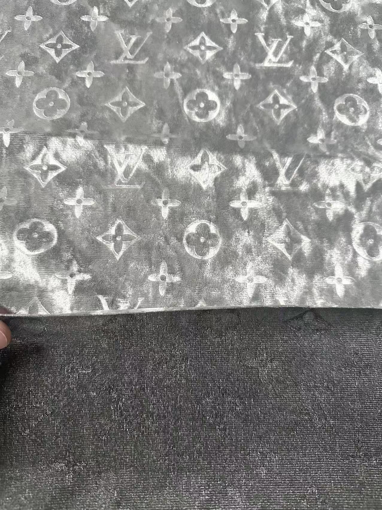 Popular Luxury LV Knitting Reflective Velvet Fabric For Handmade Sneaker,Dress Clothing and Apparel By Yard(Gray)