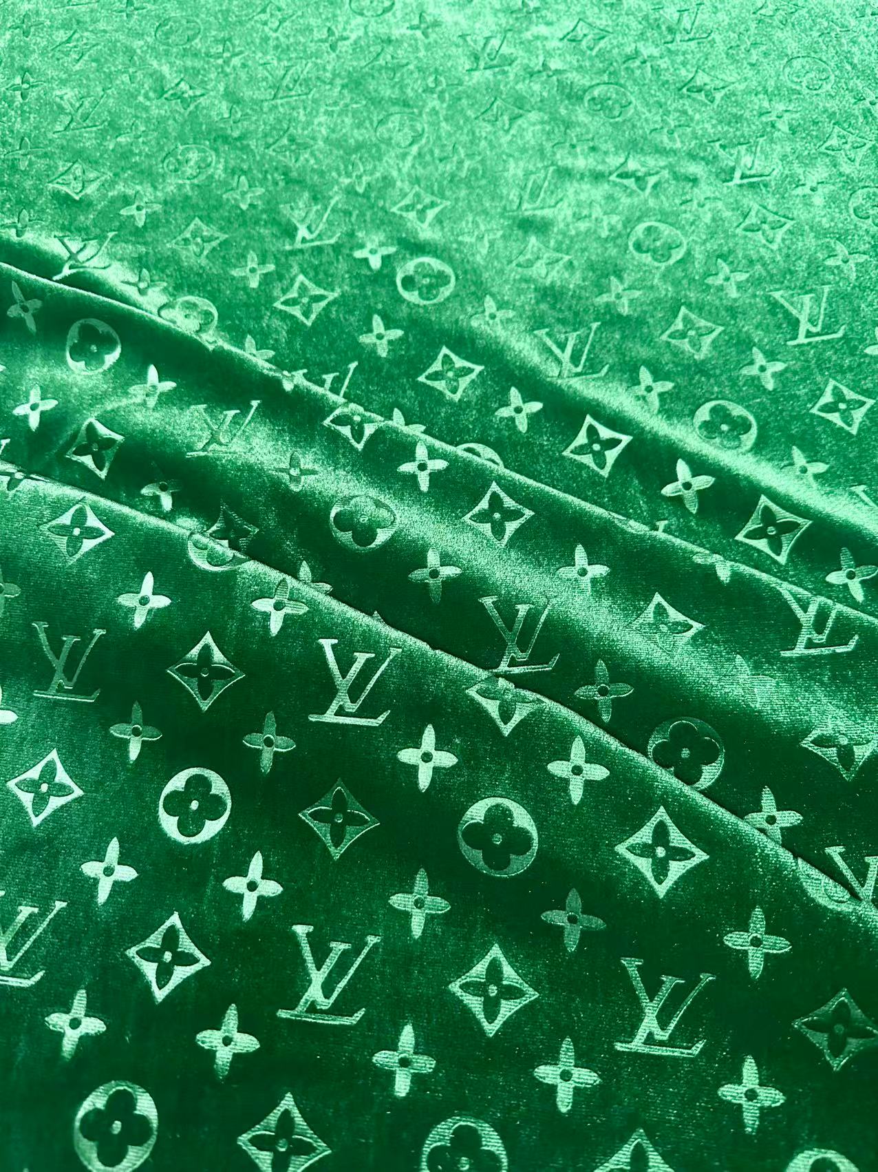 Popular Luxury LV Knitting Velvet Fabric For Handmade Sneaker,Car Upholstery and Apparel By Yard(Forest Green)