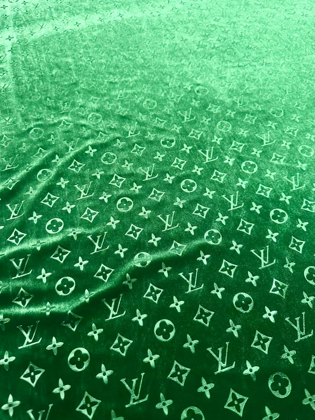 Popular Luxury LV Knitting Velvet Fabric For Handmade Sneaker,Car Upholstery and Apparel By Yard(Forest Green)