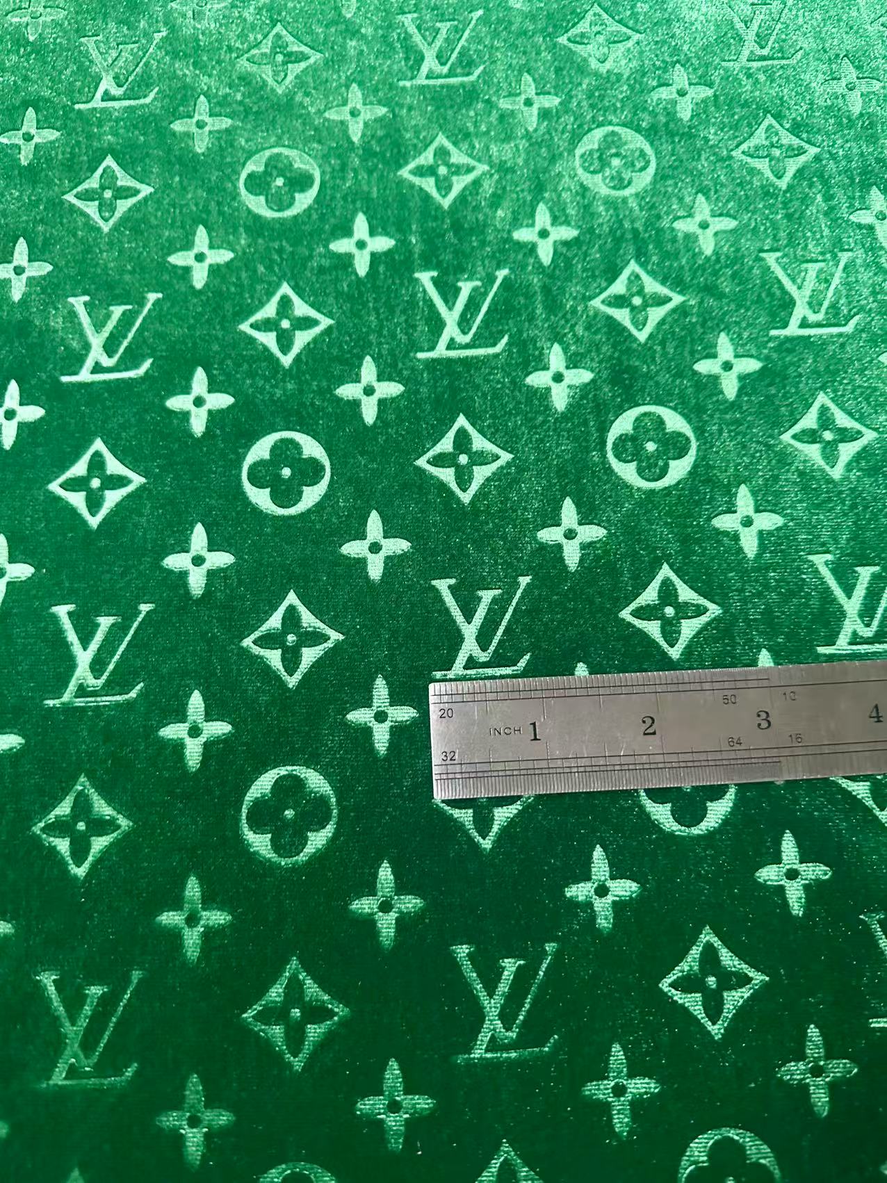 Popular Luxury LV Knitting Velvet Fabric For Handmade Sneaker,Car Upholstery and Apparel By Yard(Forest Green)